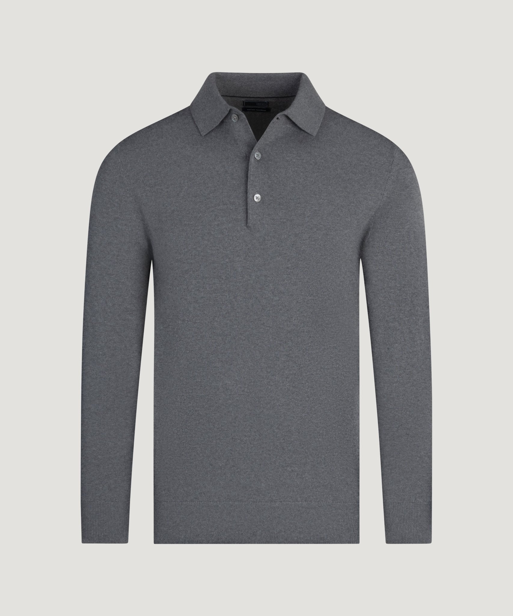 SOCI3TY Limited Fashion Long sleeve polo Cotton Cashmere donkergrijs - THE SOCIETY SHOP