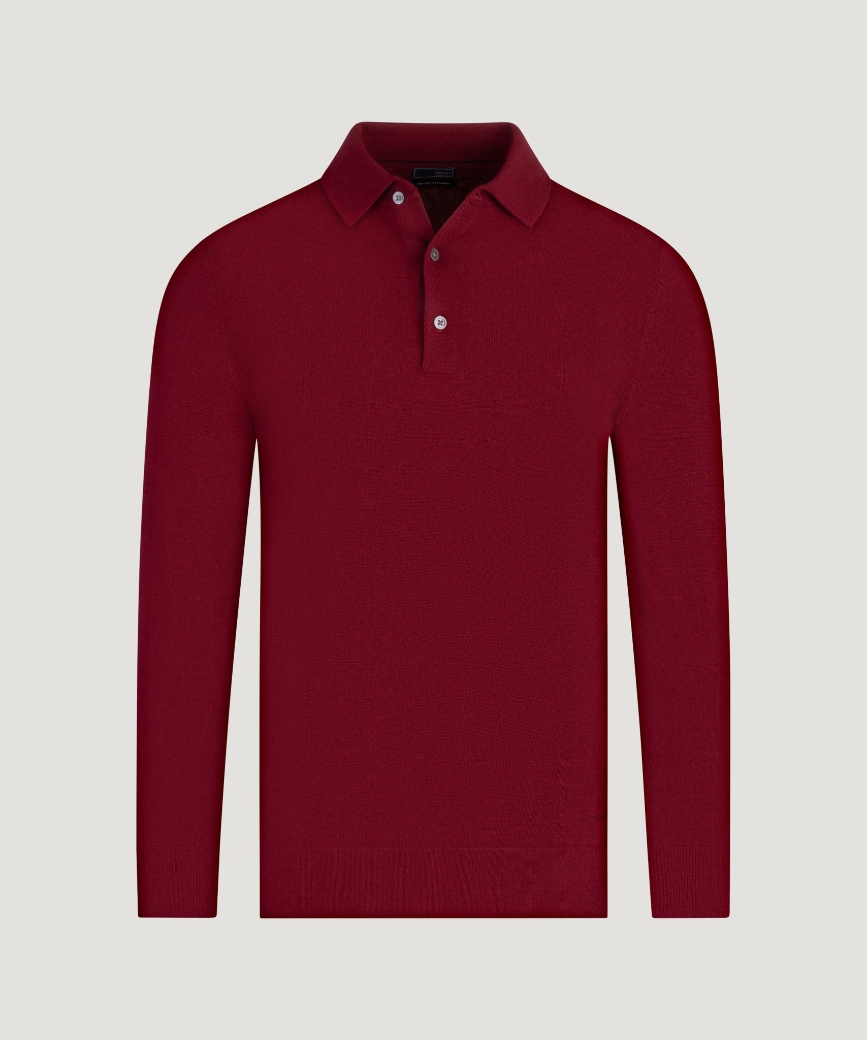 SOCI3TY Limited Fashion Long sleeve polo Cotton Cashmere donkerrood - THE SOCIETY SHOP