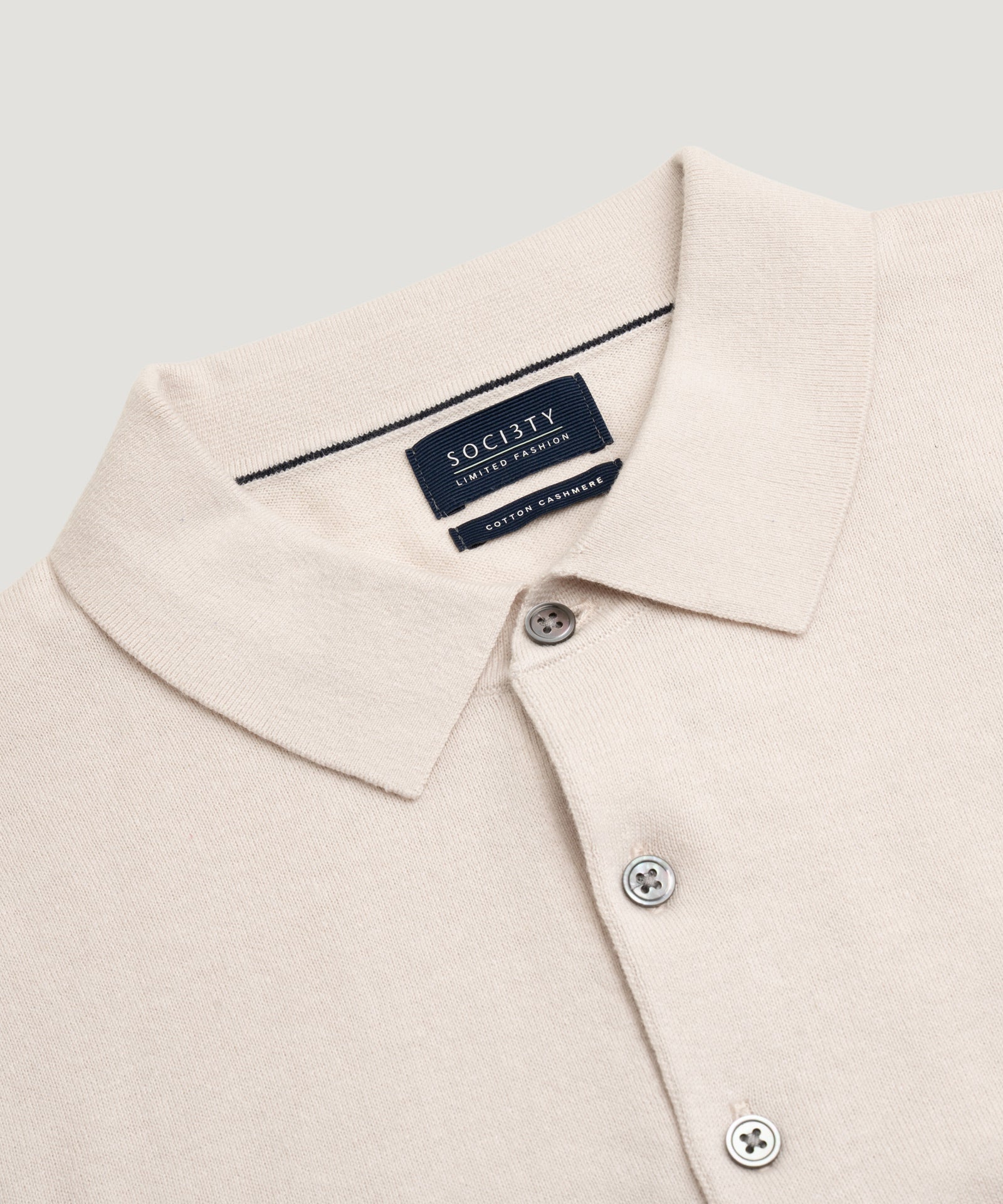 SOCI3TY Limited Fashion Long sleeve polo Cotton Cashmere off - white - THE SOCIETY SHOP