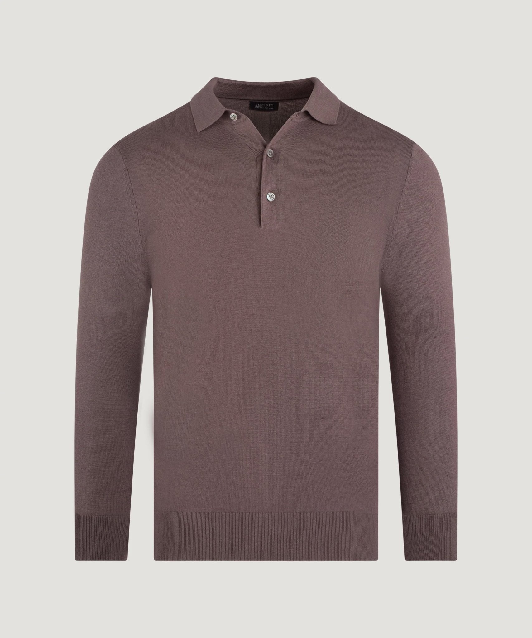 SOCI3TY Limited Fashion Long sleeve polo Cotton Cashmere oxblood - THE SOCIETY SHOP