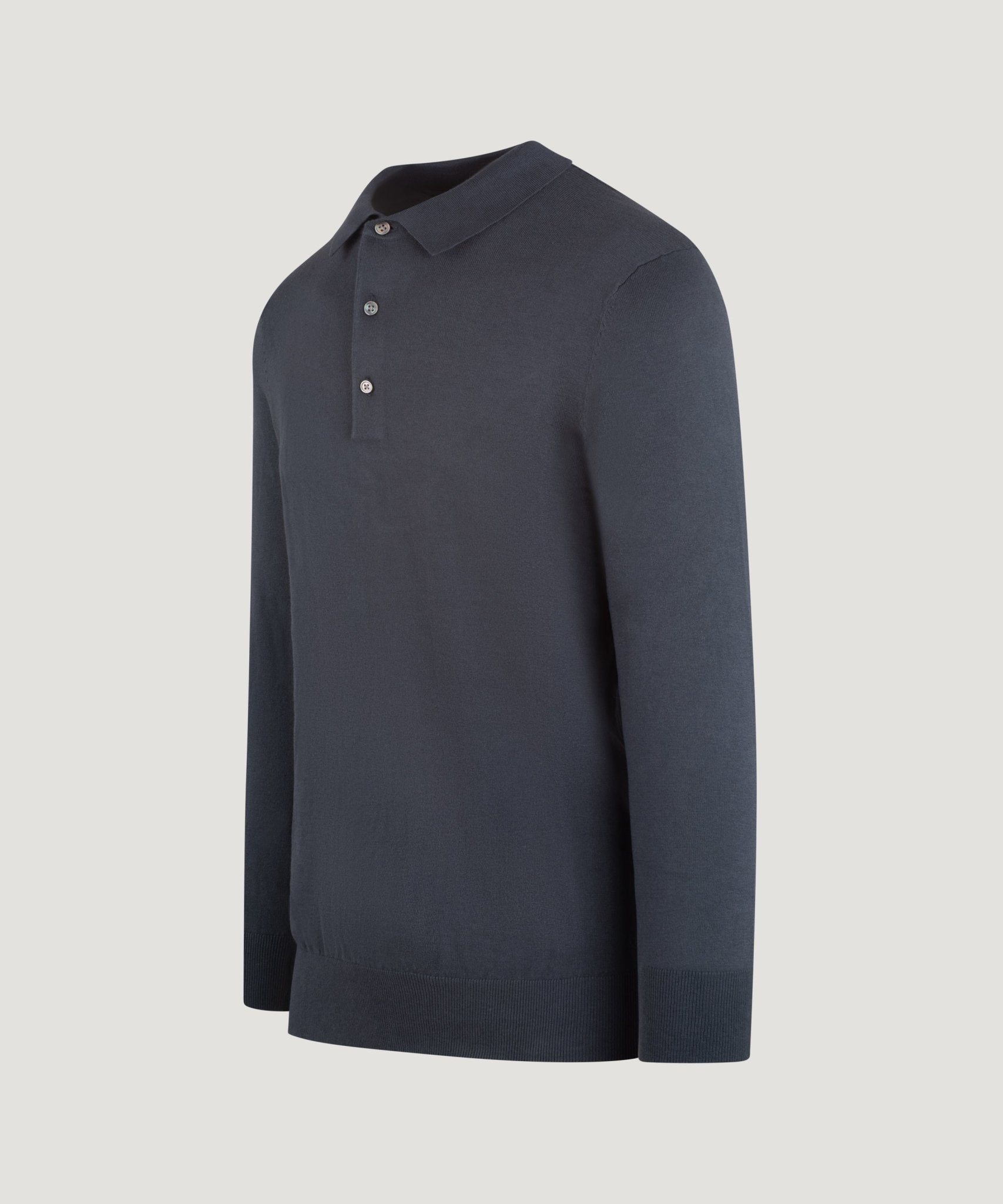 SOCI3TY Limited Fashion Long sleeve polo Cotton Cashmere staalblauw - THE SOCIETY SHOP