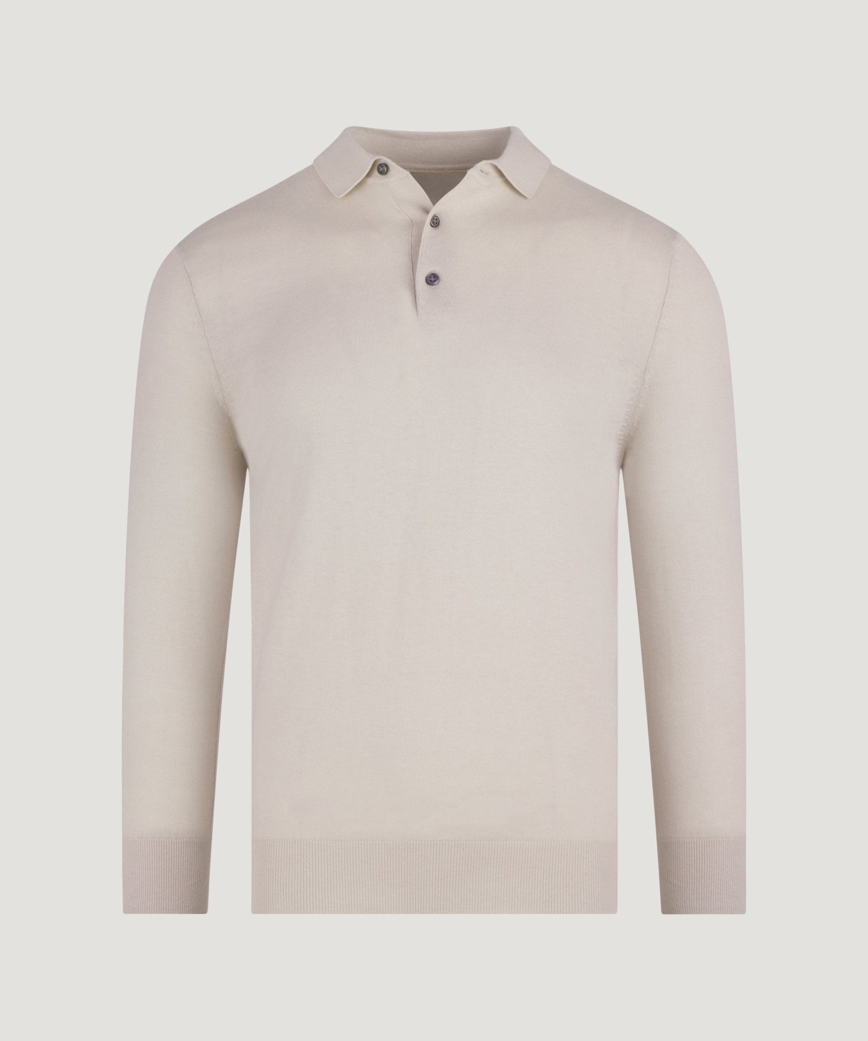 SOCI3TY Long sleeve polo katoen/kasjmier chalk - The Society Shop