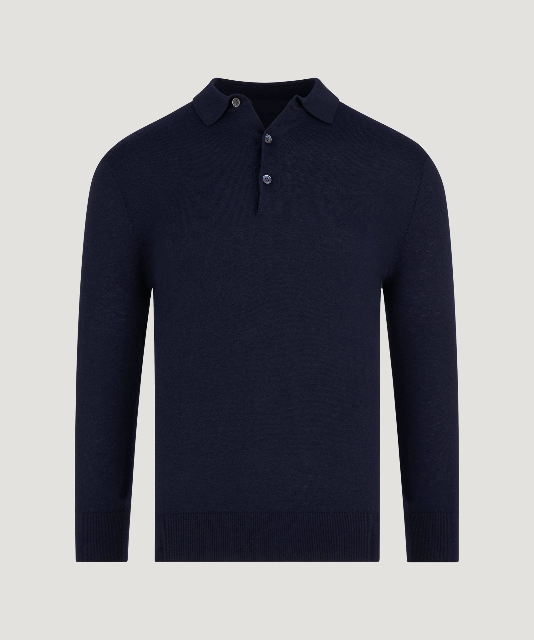 SOCI3TY Long sleeve polo katoen/kasjmier neat navy - The Society Shop