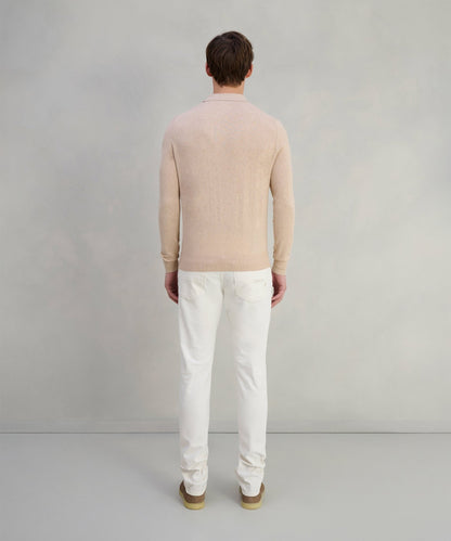 SOCI3TY Long sleeve polo katoen/kasjmier sable beige - The Society Shop