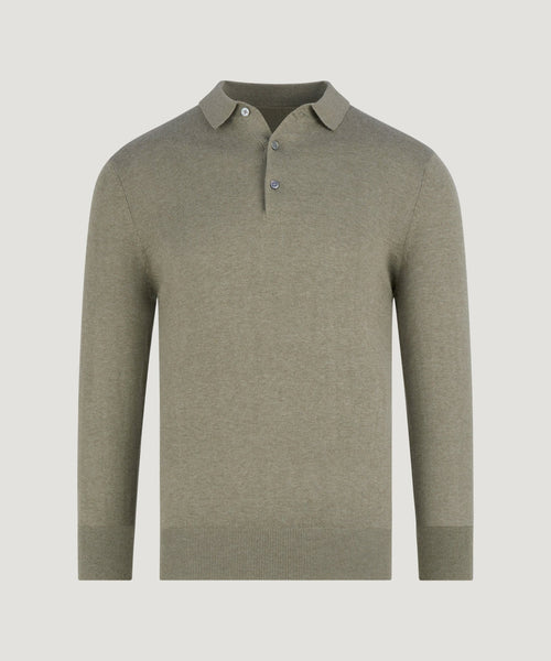 Long sleeve polo katoen/kasjmier safari park groen