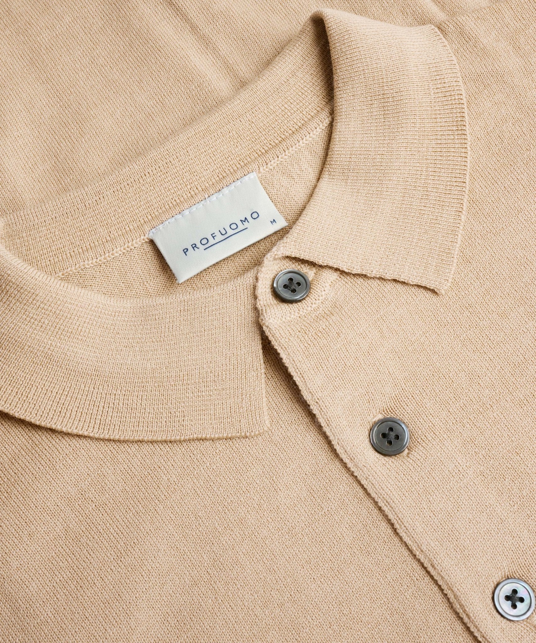 Profuomo Long sleeve polo merino beige - THE SOCIETY SHOP