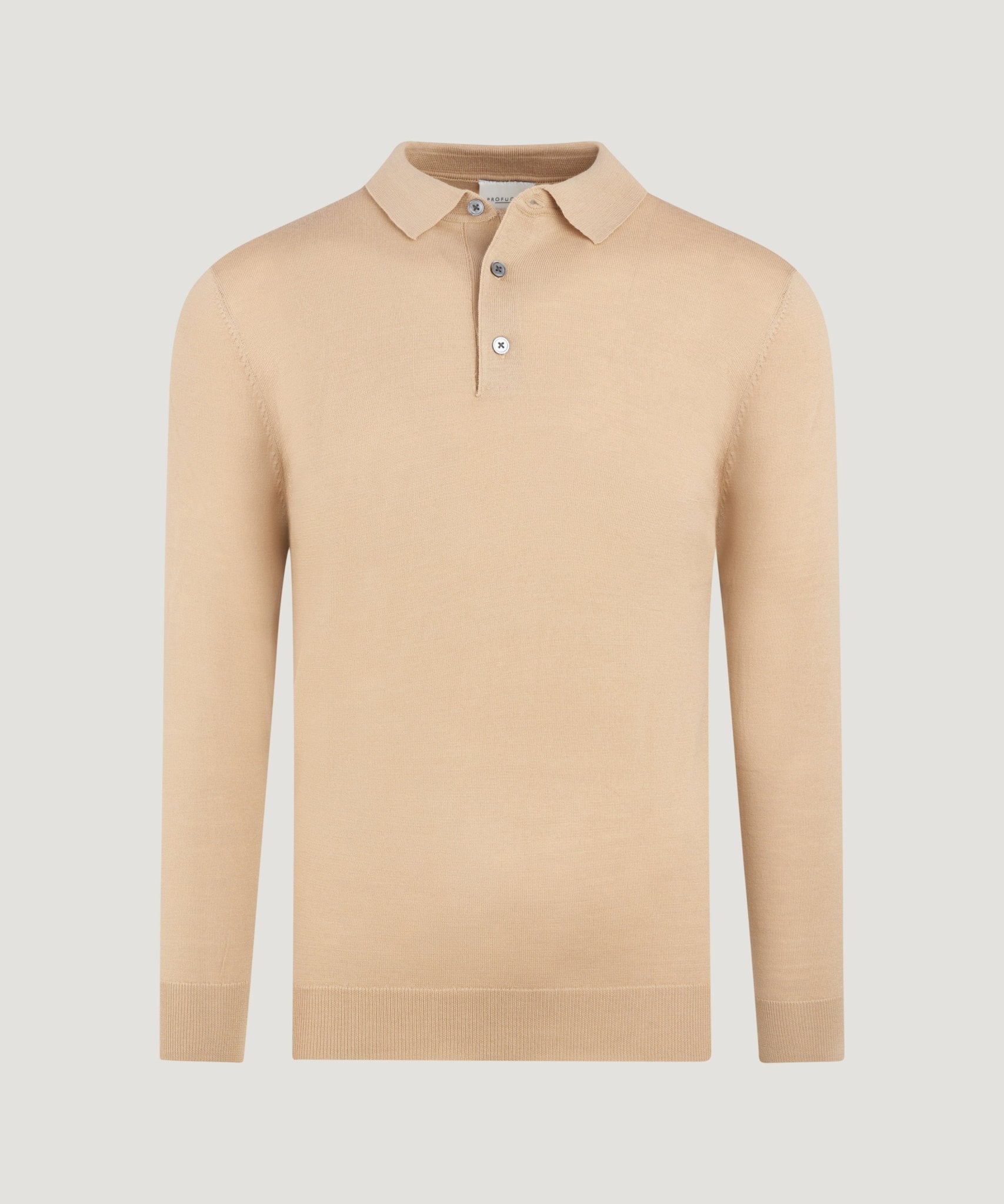 Profuomo Long sleeve polo merino beige - THE SOCIETY SHOP
