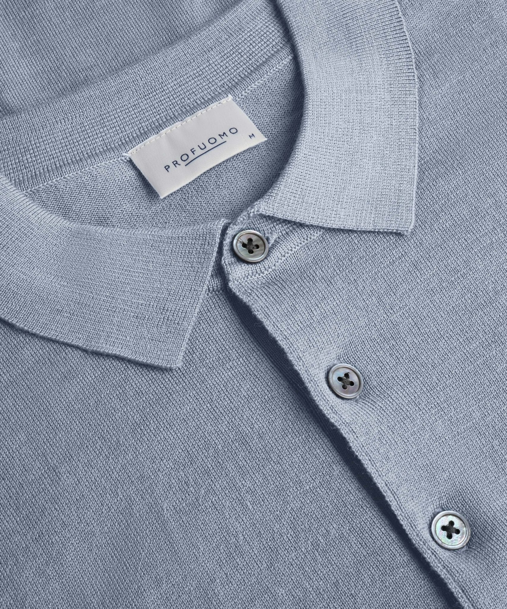 Profuomo Long sleeve polo merino blauw - THE SOCIETY SHOP