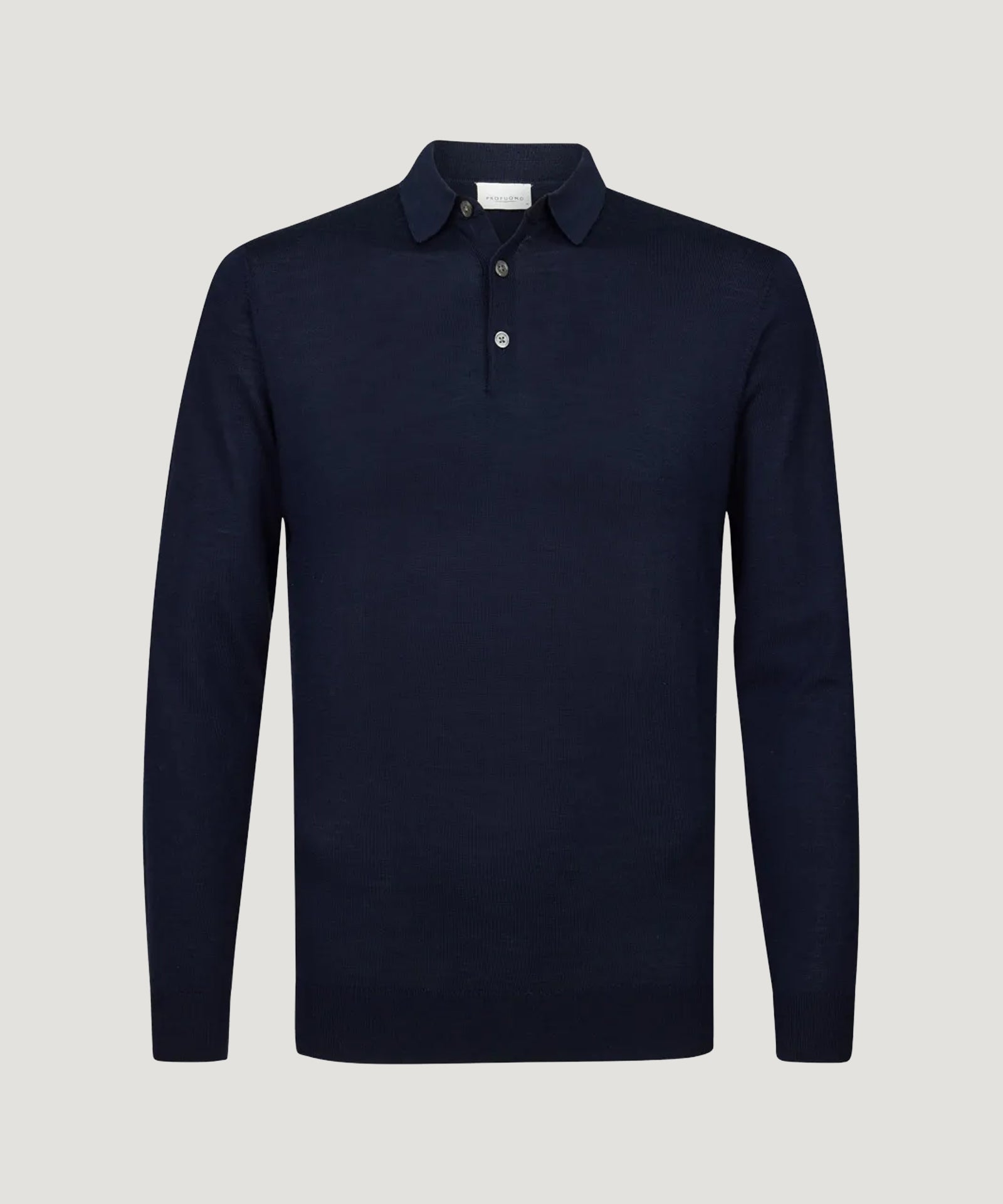 Profuomo Long sleeve polo merino donkerblauw - THE SOCIETY SHOP