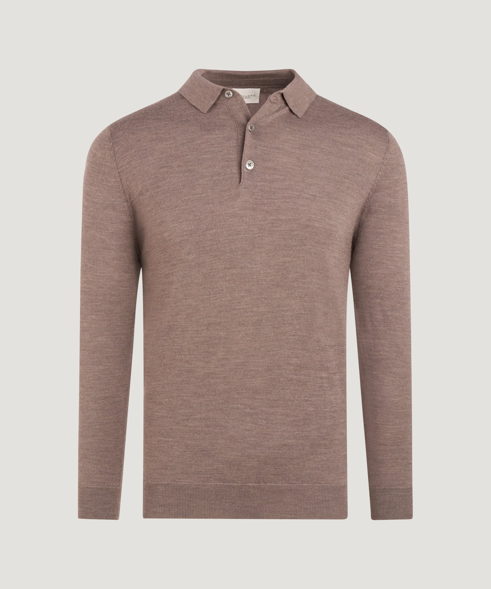 Profuomo Long sleeve polo merino taupe - THE SOCIETY SHOP