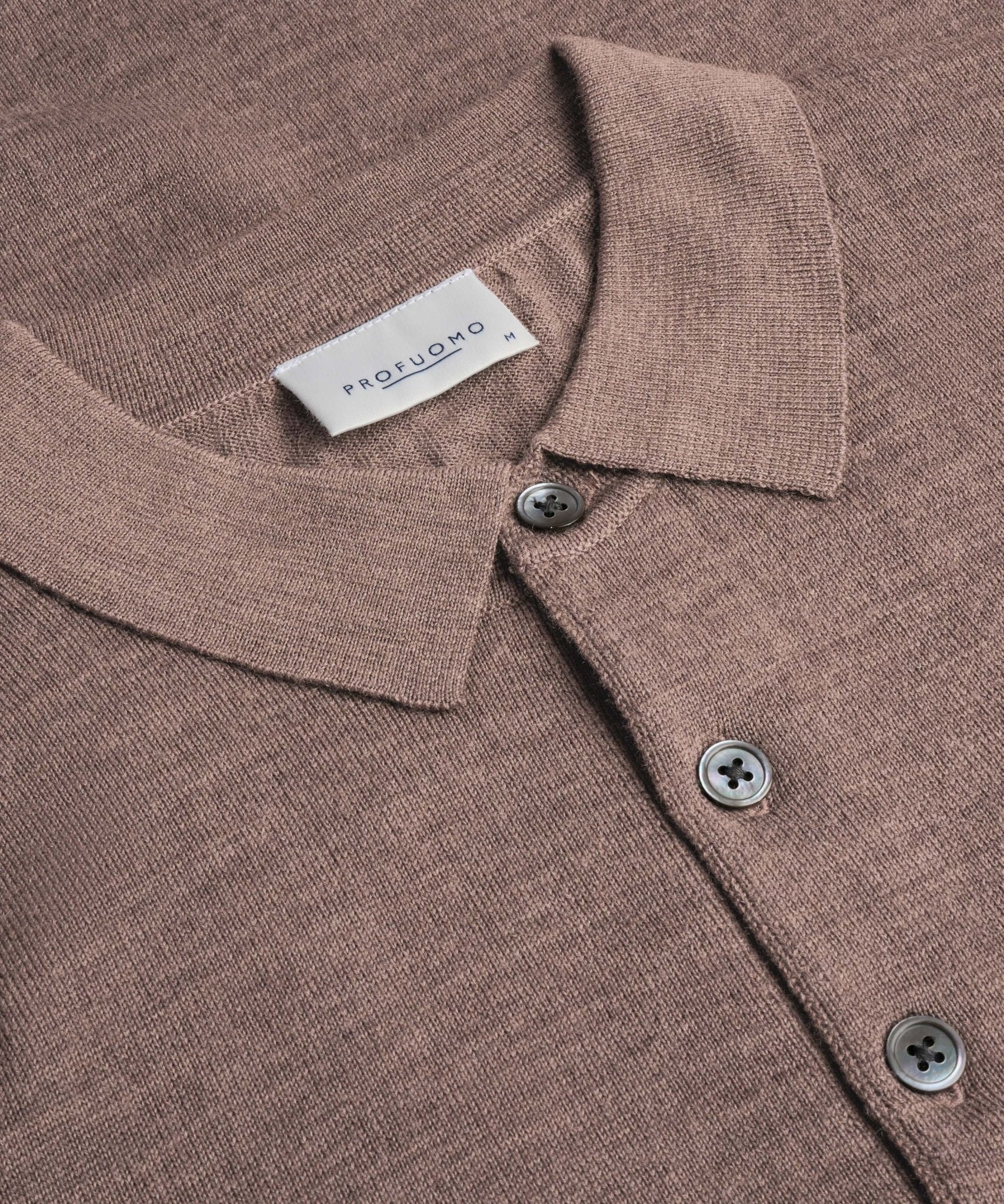 Profuomo Long sleeve polo merino taupe - THE SOCIETY SHOP