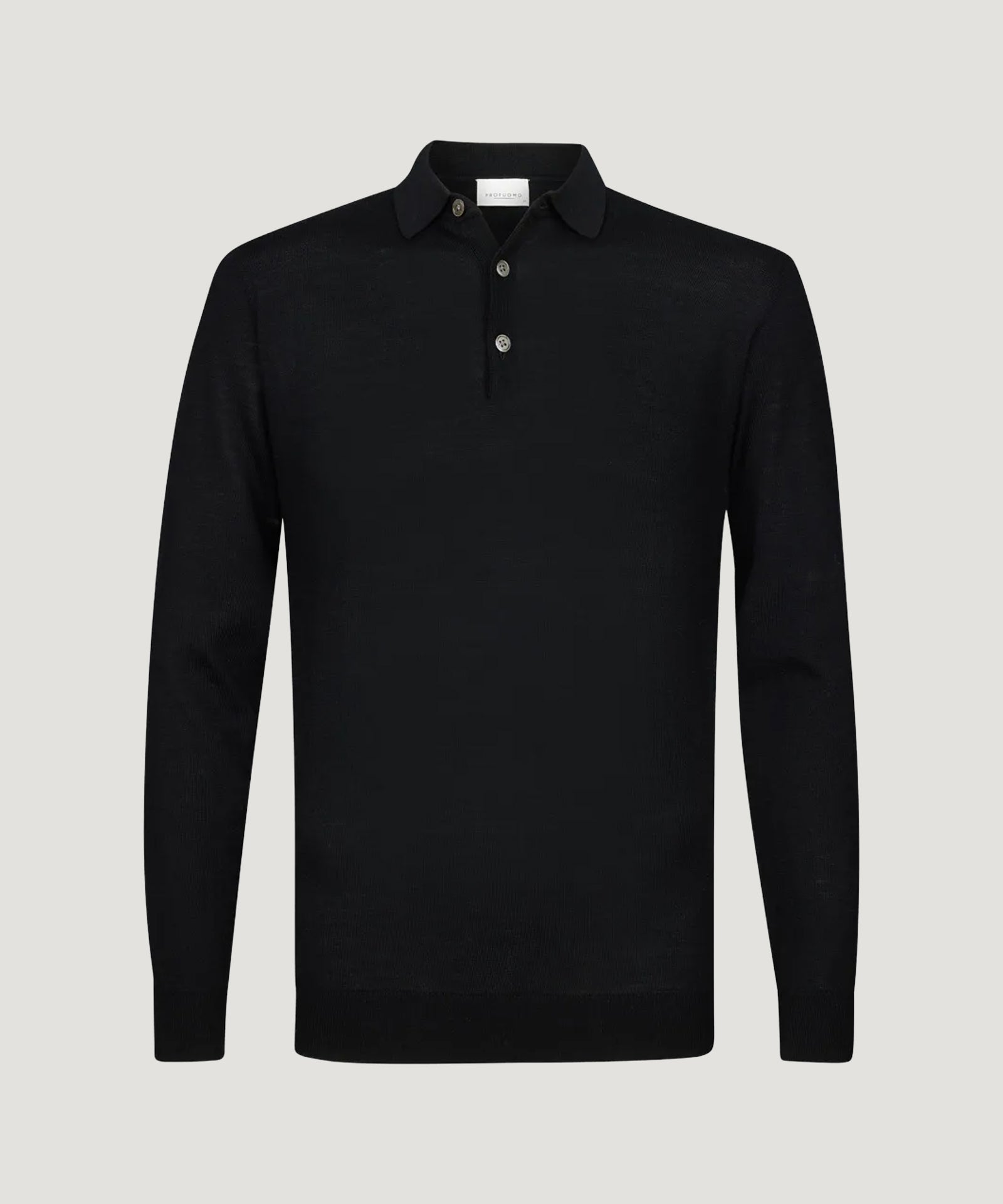 Profuomo Long sleeve polo merino zwart - THE SOCIETY SHOP