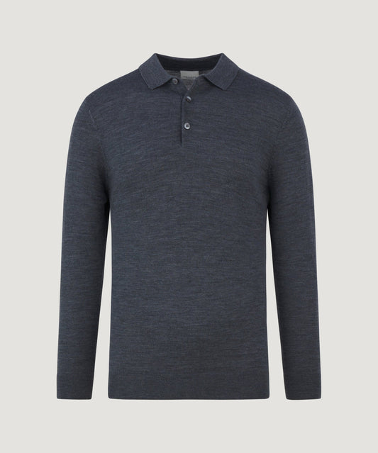 Profuomo Long sleeve polo merinowol antraciet - The Society Shop