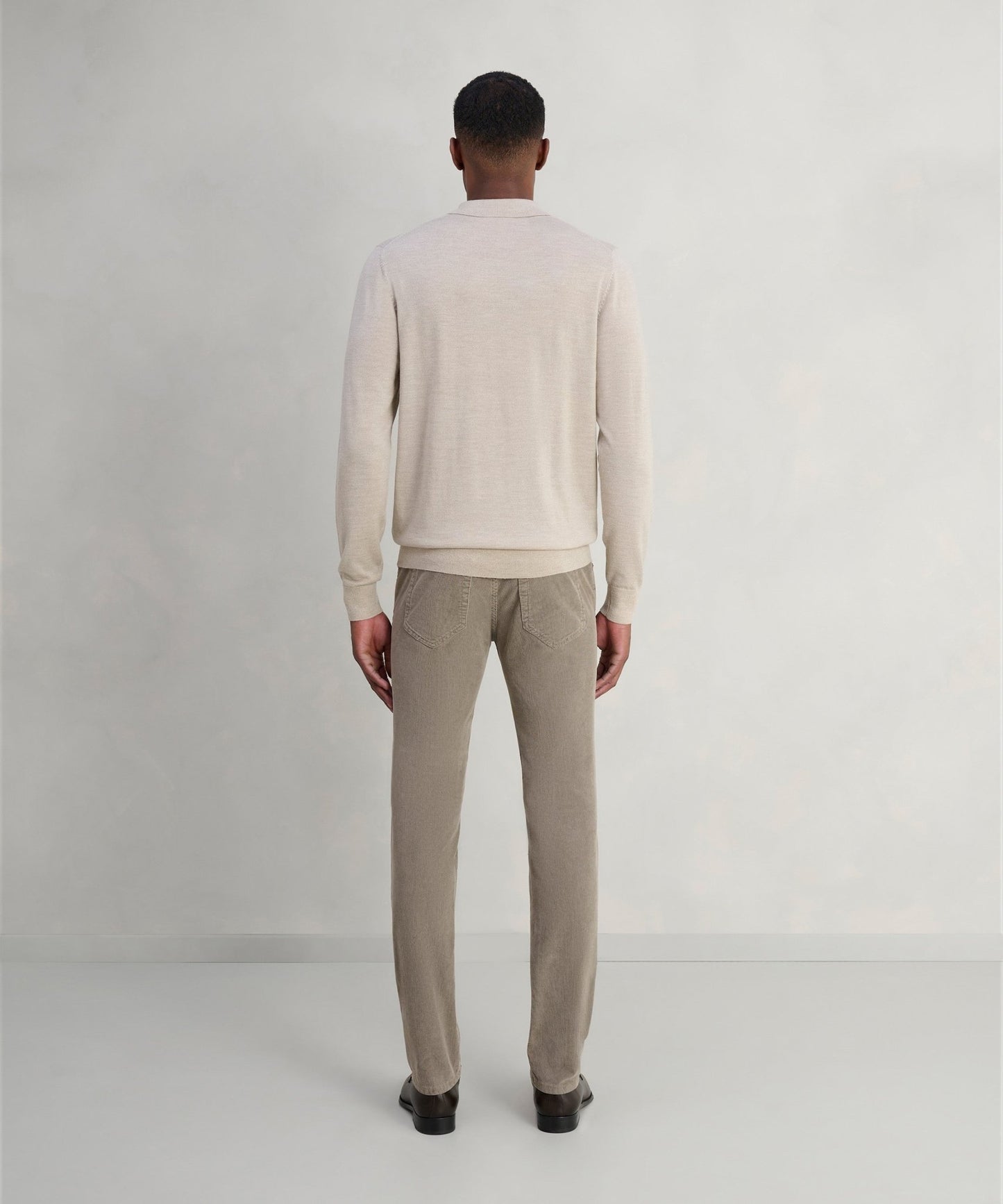 Profuomo Long sleeve polo merinowol beige - The Society Shop