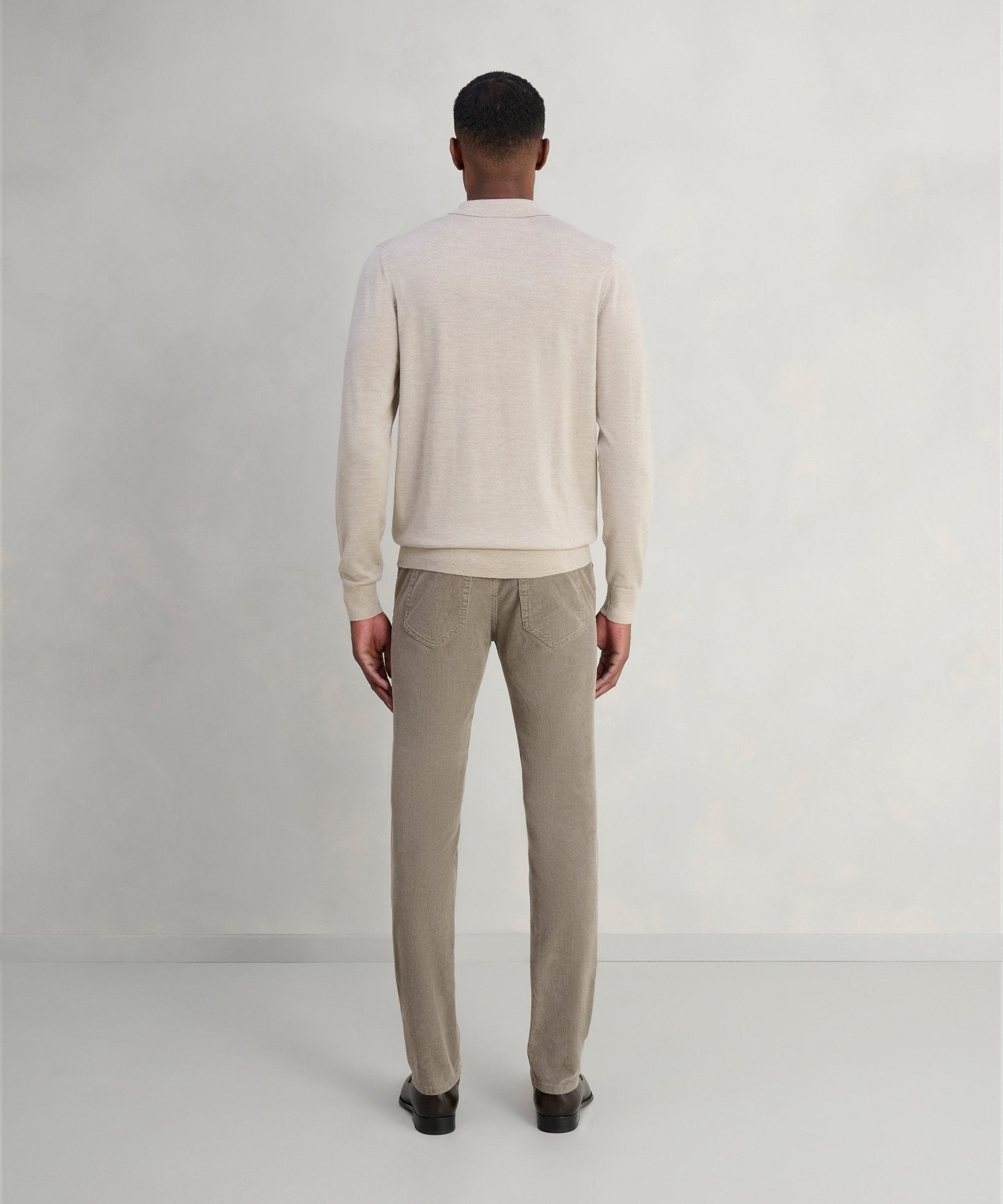 Profuomo Long sleeve polo merinowol beige - The Society Shop