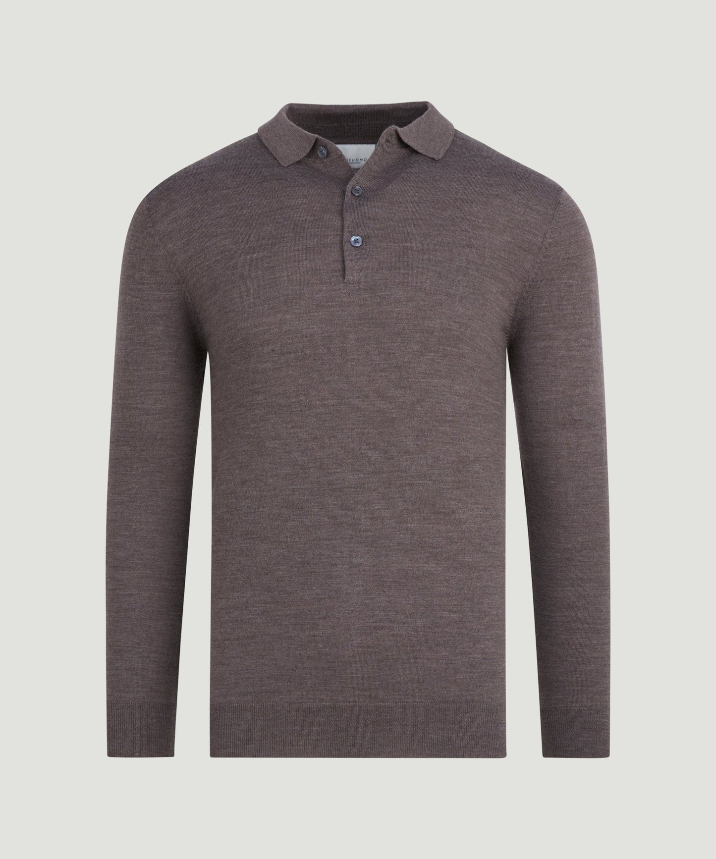 Profuomo Long sleeve polo merinowol bruin - The Society Shop