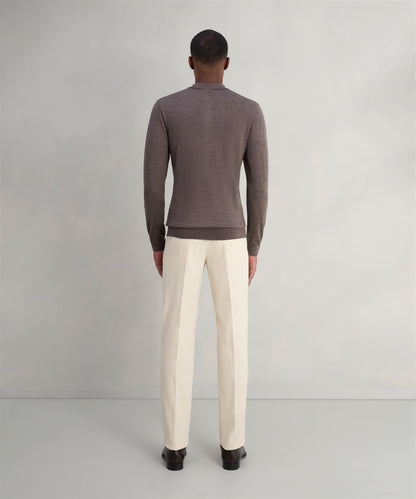 Profuomo Long sleeve polo merinowol bruin - The Society Shop