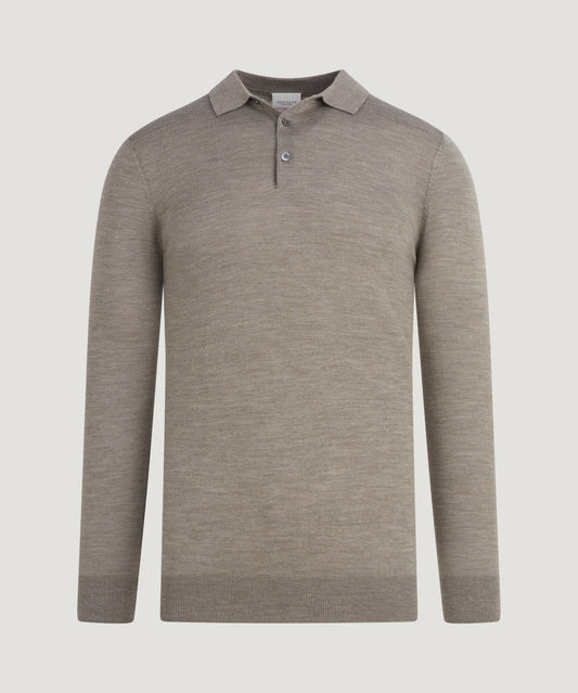 Profuomo Long sleeve polo merinowol groen - The Society Shop