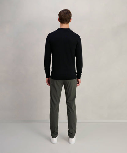 Profuomo Long sleeve polo merinowol zwart - The Society Shop