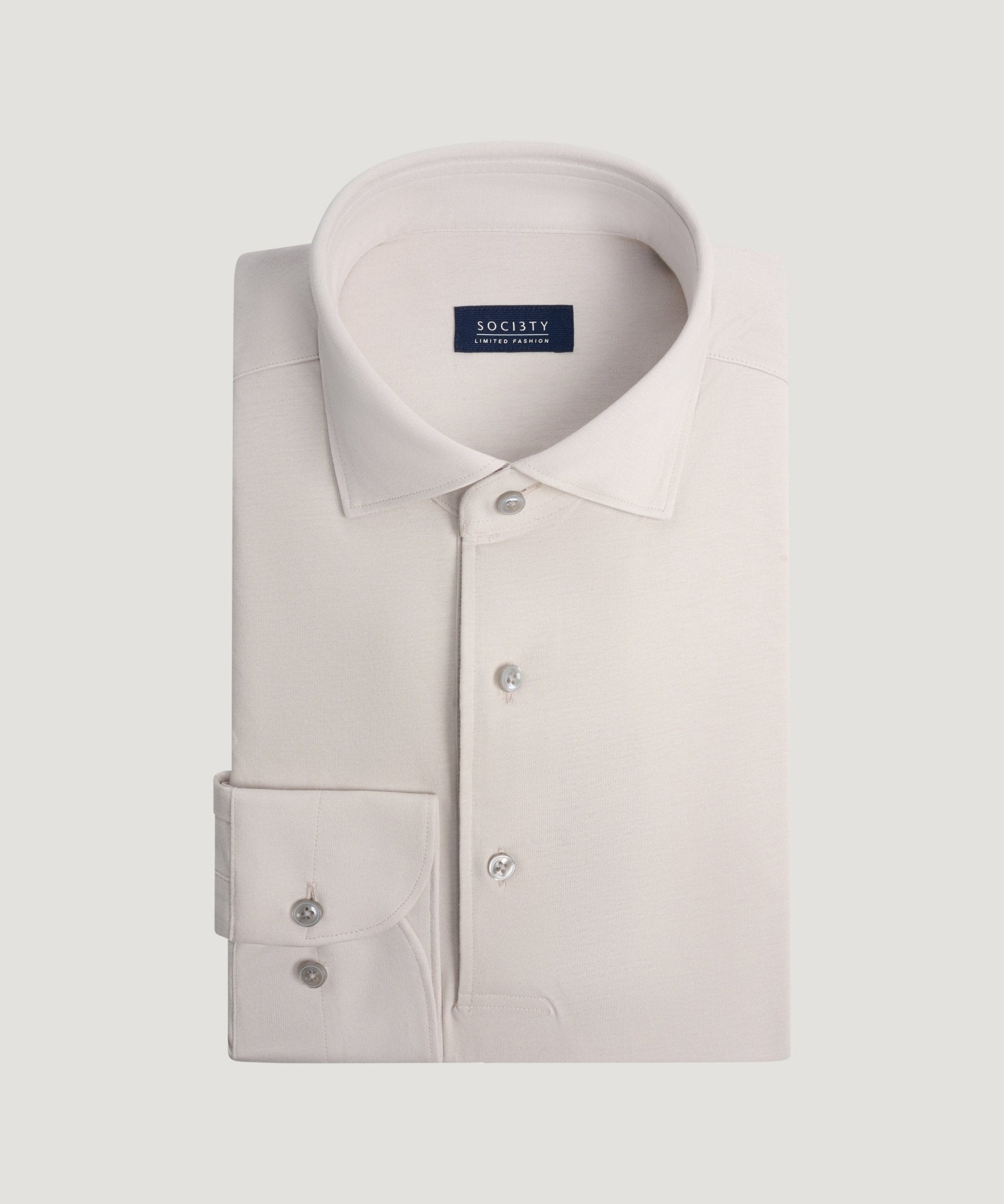 SOCI3TY Long sleeve poloshirt mercerized cotton lichtgrijs - THE SOCIETY SHOP