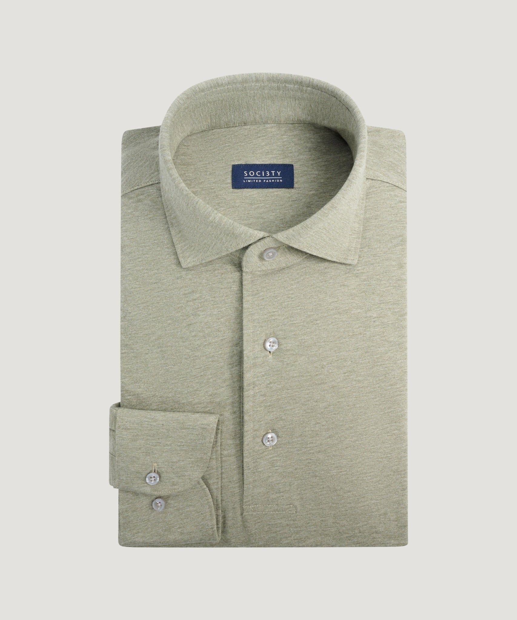 SOCI3TY Long sleeve poloshirt mercerized cotton lichtgroen - THE SOCIETY SHOP