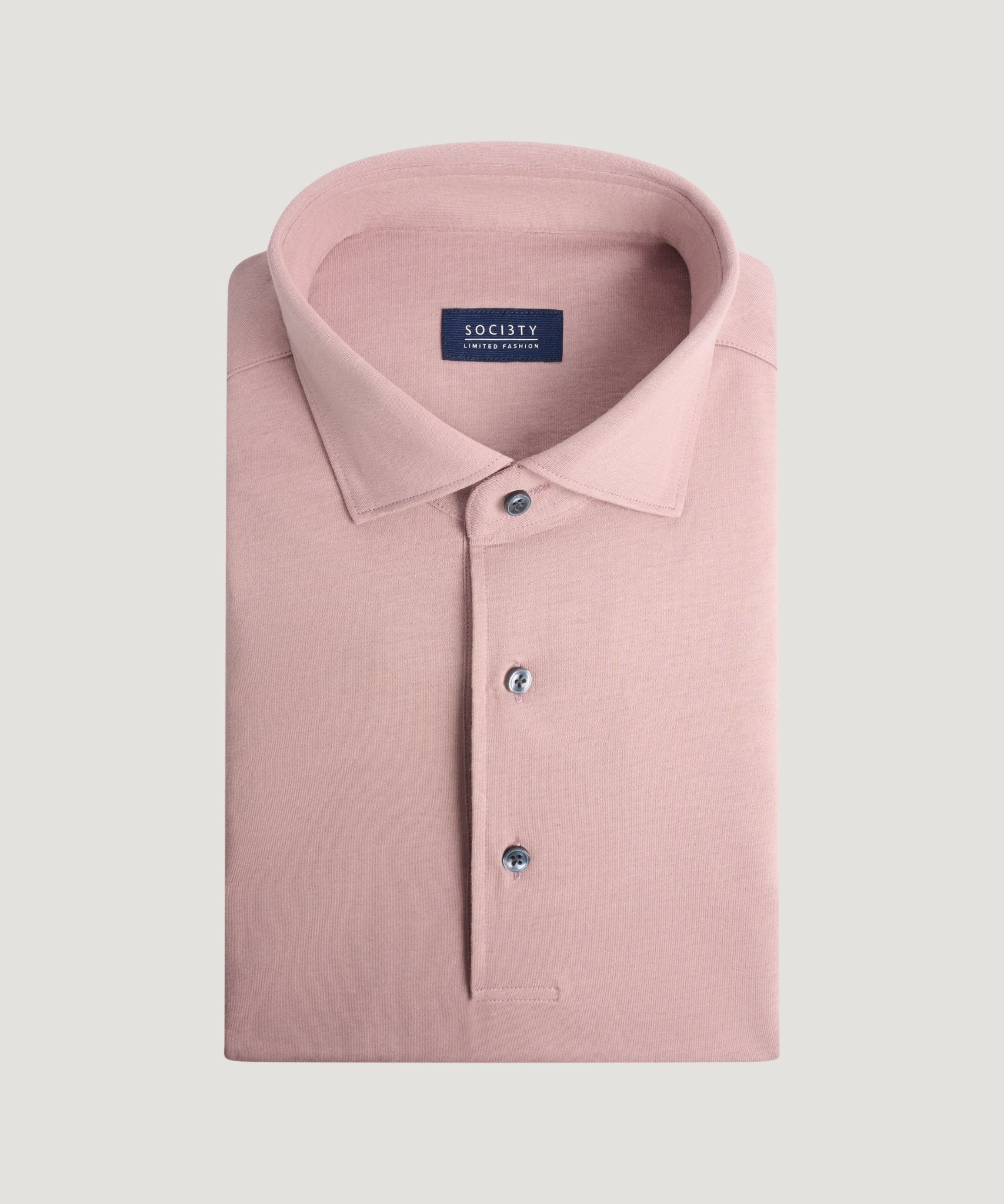 SOCI3TY Long sleeve poloshirt mercerized cotton roze - THE SOCIETY SHOP