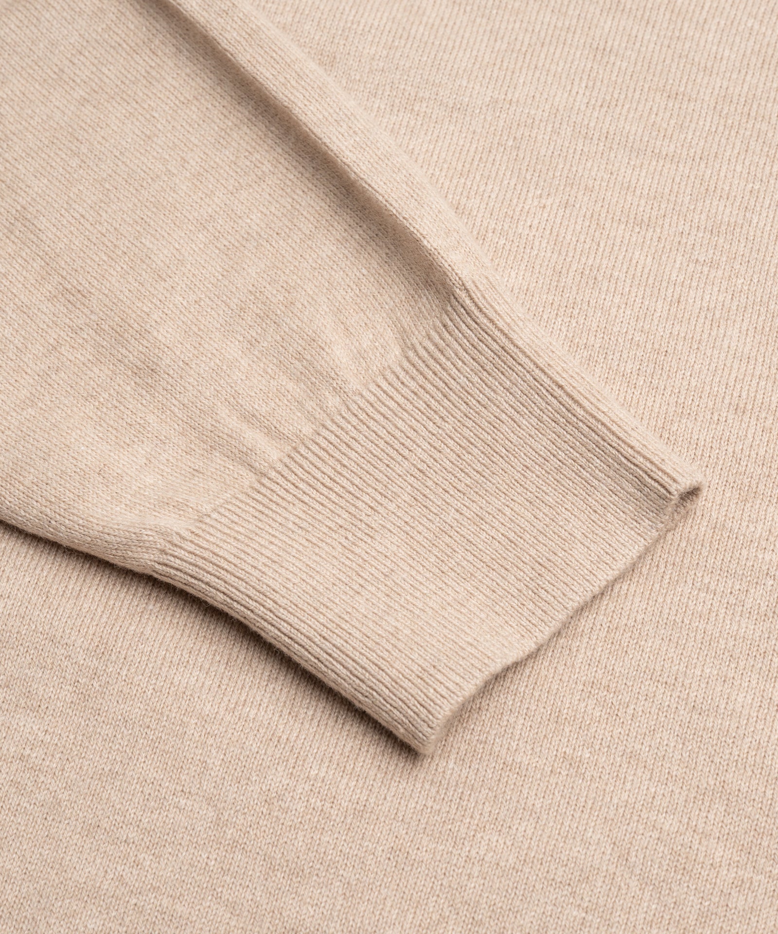 SOCI3TY Limited Fashion Long sleeve riva buttonless polo Cotton Cashmere beige - THE SOCIETY SHOP
