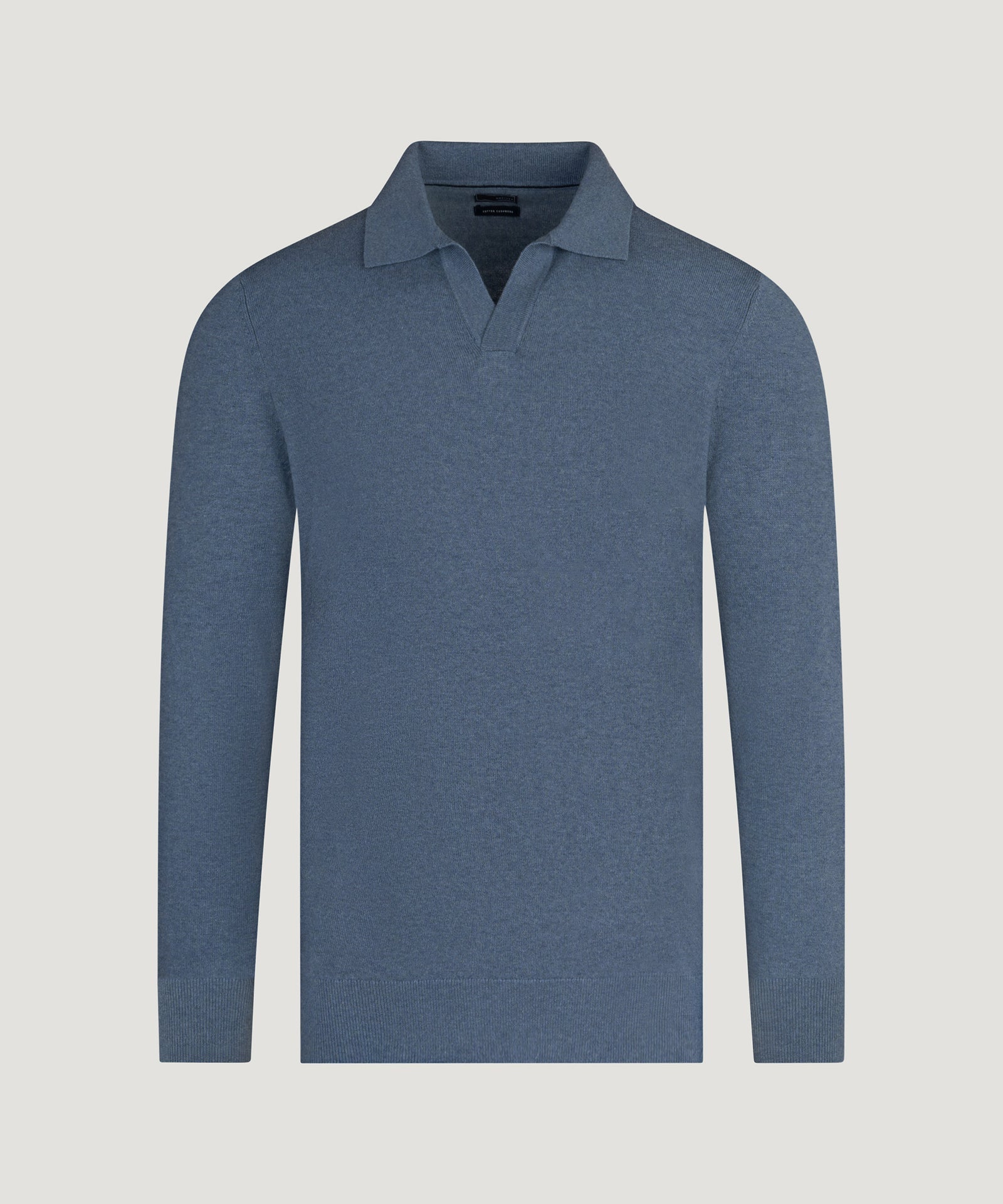 SOCI3TY Limited Fashion Long sleeve riva buttonless polo Cotton Cashmere blauw - THE SOCIETY SHOP