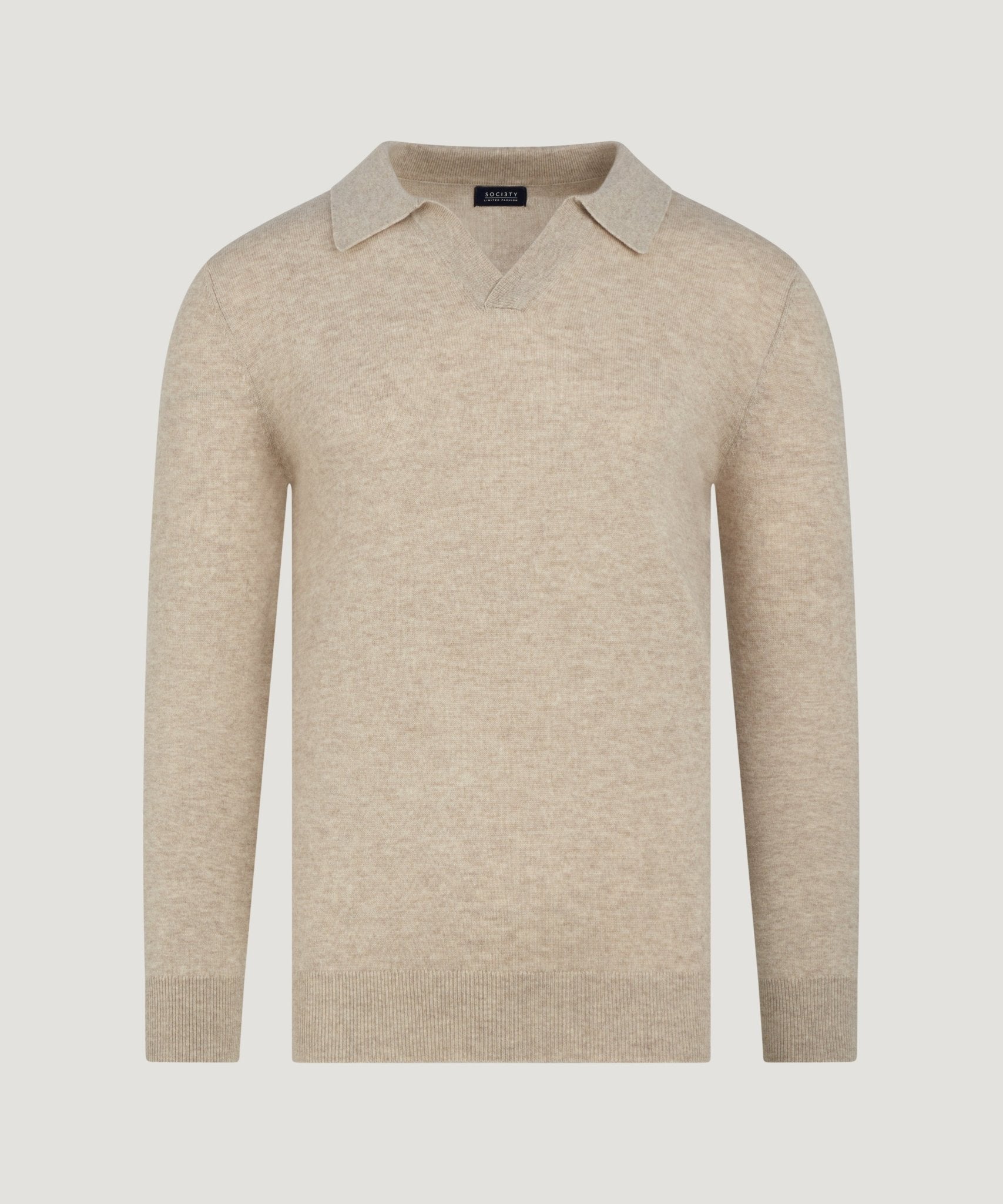 SOCI3TY Limited Long sleeve Riviera buttonless polo beige - THE SOCIETY SHOP