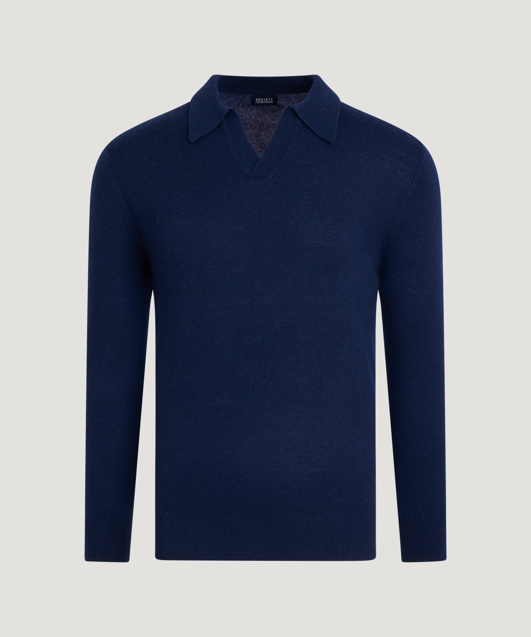 SOCI3TY Limited Long sleeve Riviera buttonless polo donkerblauw - THE SOCIETY SHOP