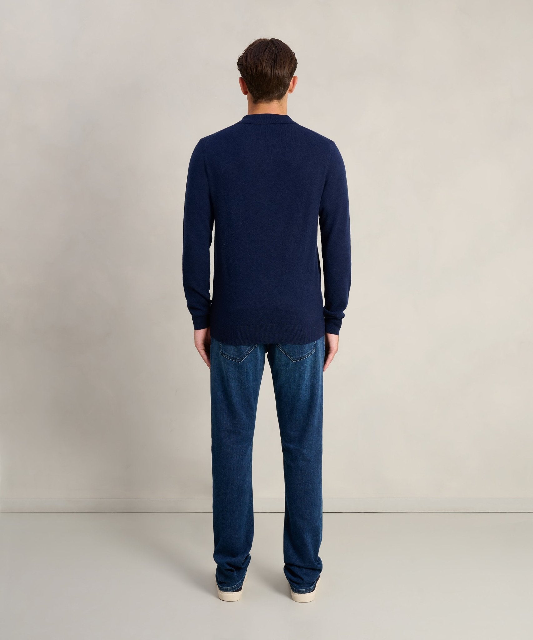 SOCI3TY Limited Long sleeve Riviera buttonless polo donkerblauw - THE SOCIETY SHOP