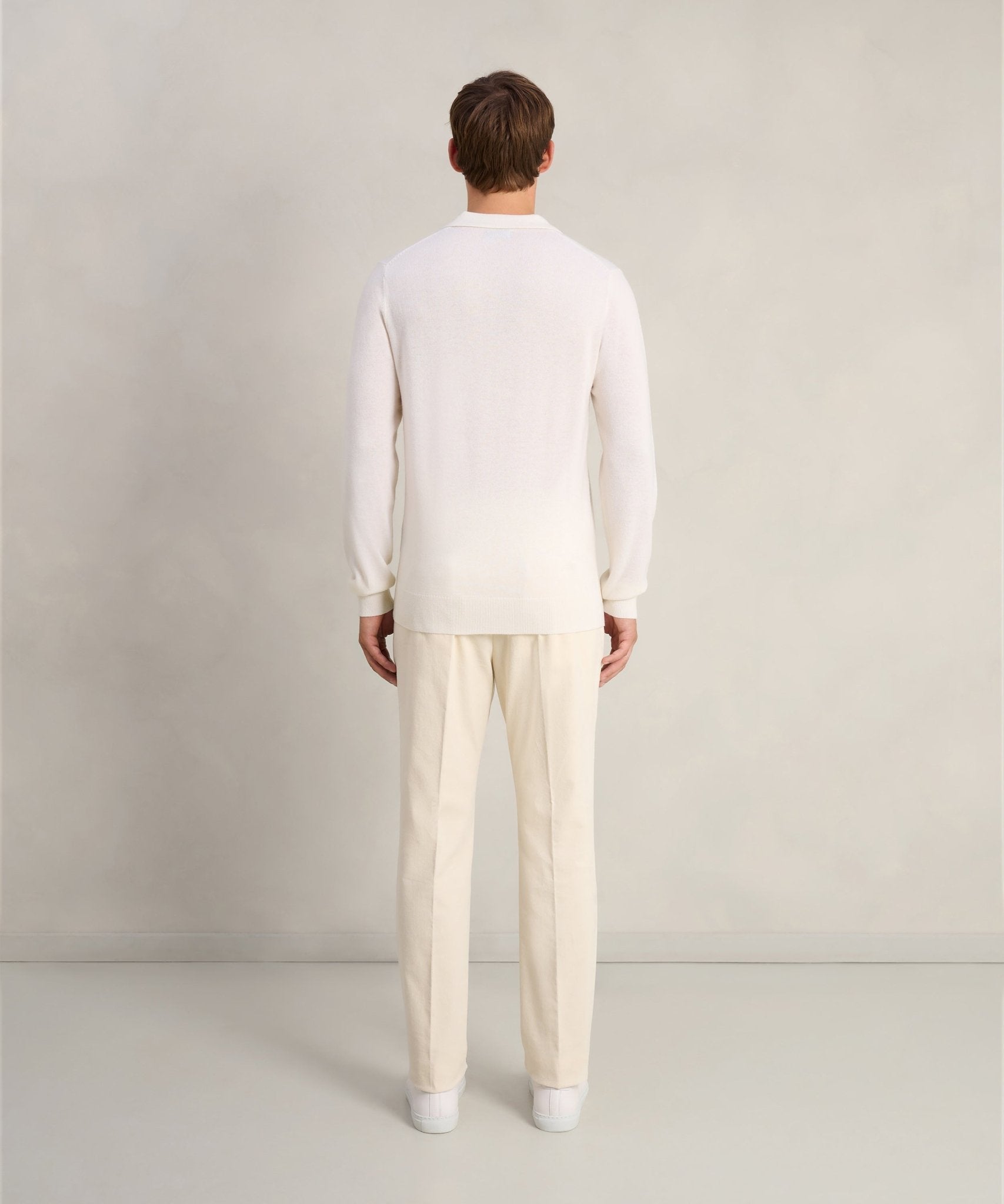 SOCI3TY Limited Long sleeve Riviera buttonless polo off - white - THE SOCIETY SHOP