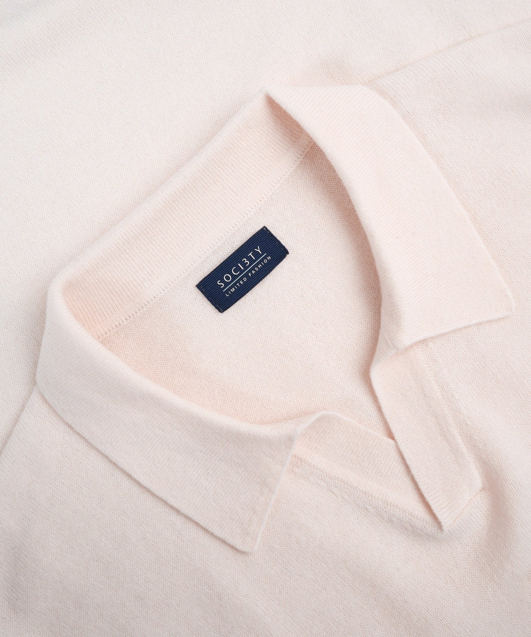 SOCI3TY Limited Long sleeve Riviera buttonless polo off - white - THE SOCIETY SHOP