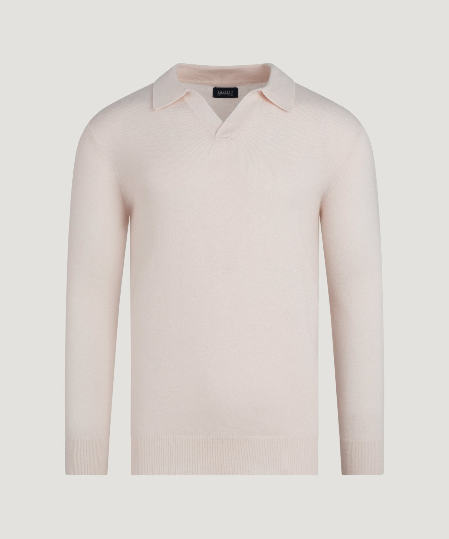 SOCI3TY Limited Long sleeve Riviera buttonless polo off - white - THE SOCIETY SHOP