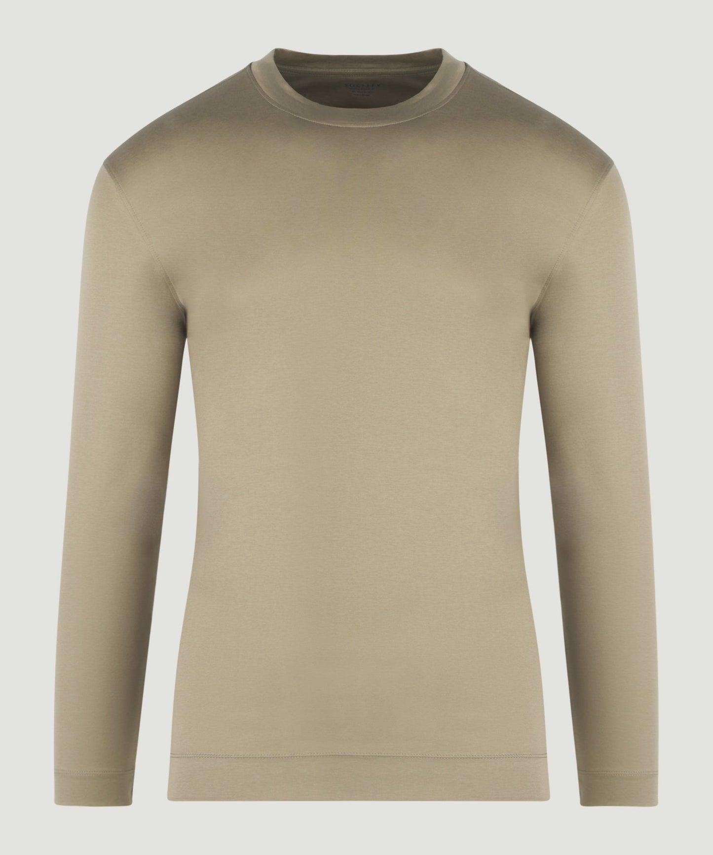 SOCI3TY Long sleeve T - shirt mercerized katoen taupe - The Society Shop