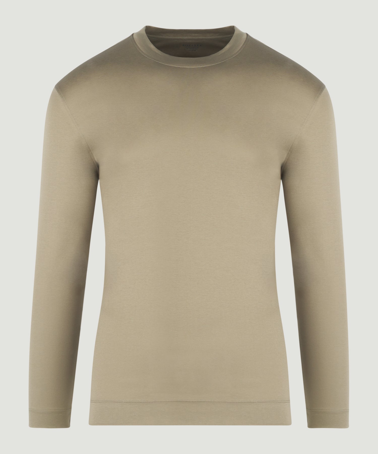 SOCI3TY Long sleeve T - shirt mercerized katoen taupe - The Society Shop