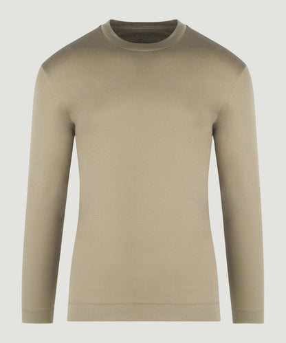 SOCI3TY Long sleeve T - shirt mercerized katoen taupe - The Society Shop