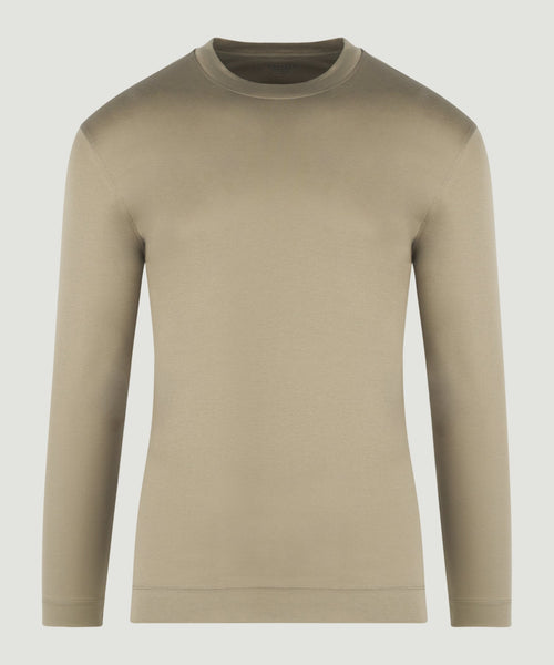 Long sleeve T-shirt mercerized katoen taupe