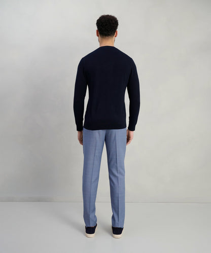 Profuomo Luxury basic crewneck trui Tencel/katoen/zijde donkerblauw - The Society Shop