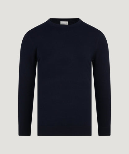 Profuomo Luxury basic crewneck trui Tencel/katoen/zijde donkerblauw - The Society Shop