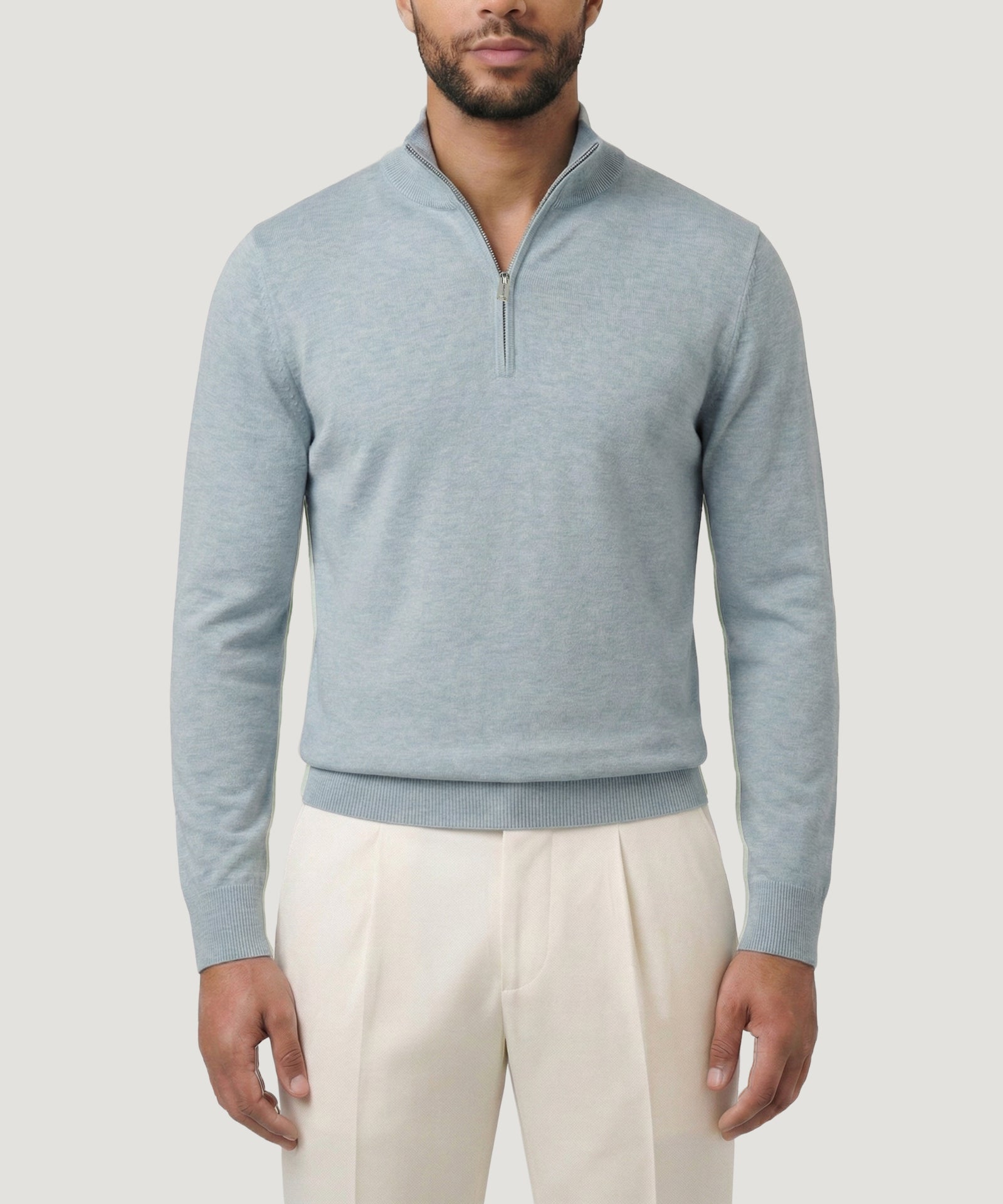 Profuomo Luxury basic half - zip trui blauw - THE SOCIETY SHOP