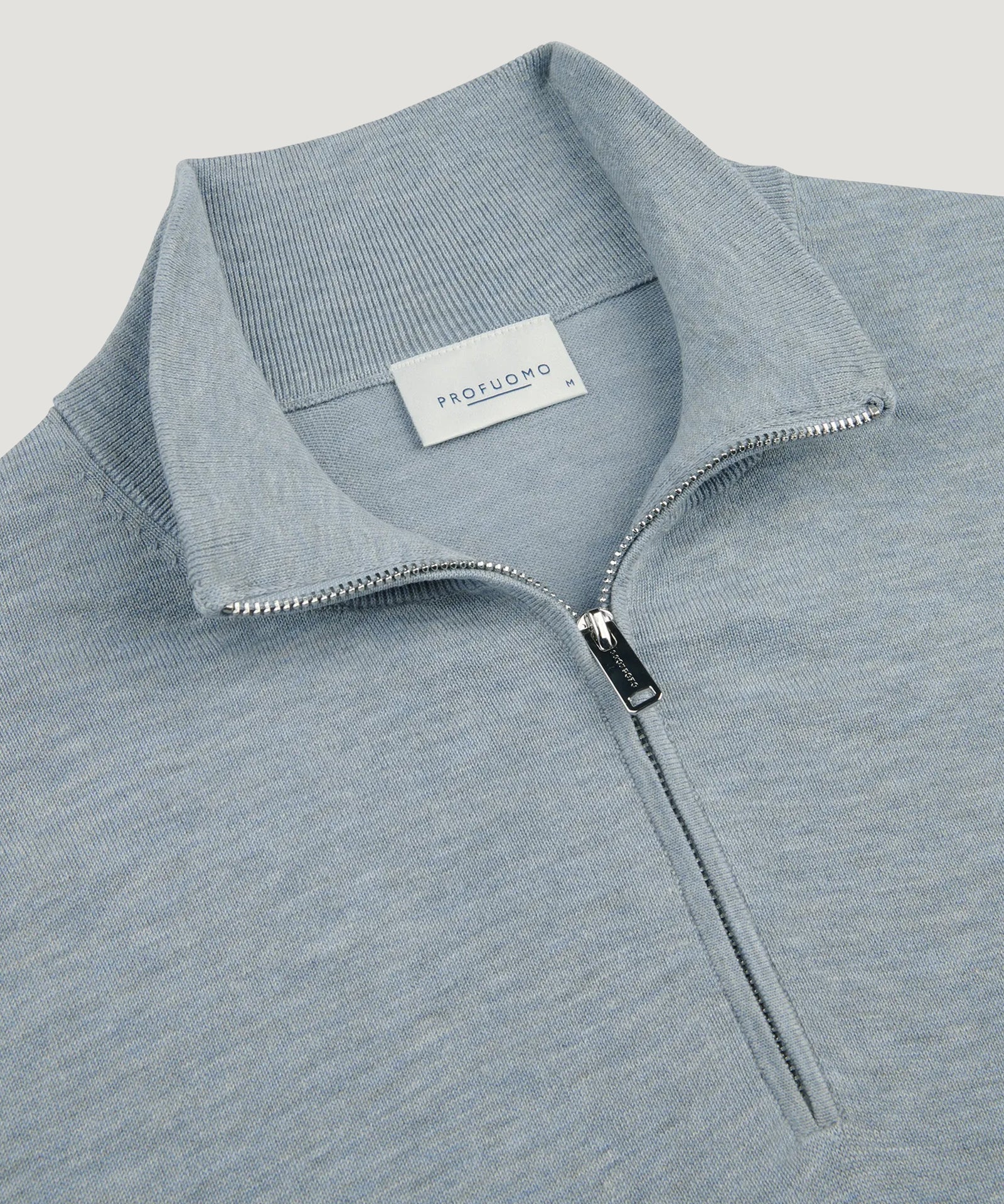 Profuomo Luxury basic half - zip trui blauw - THE SOCIETY SHOP