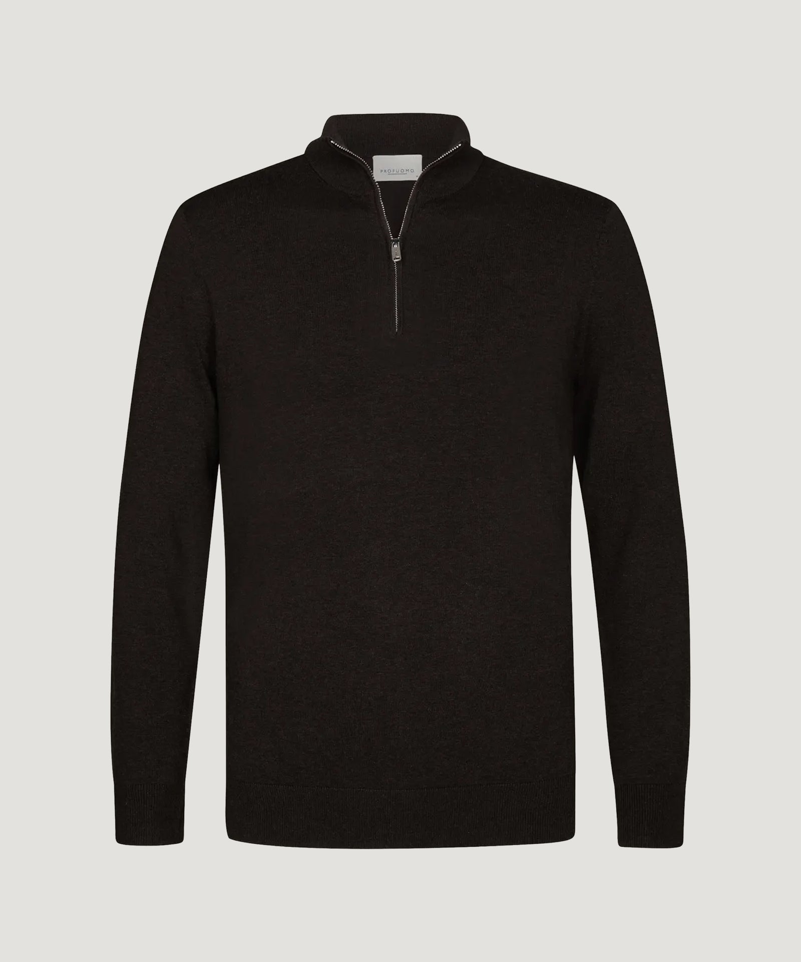 Profuomo Luxury Basic half-zip trui donkerbruin - THE SOCIETY SHOP