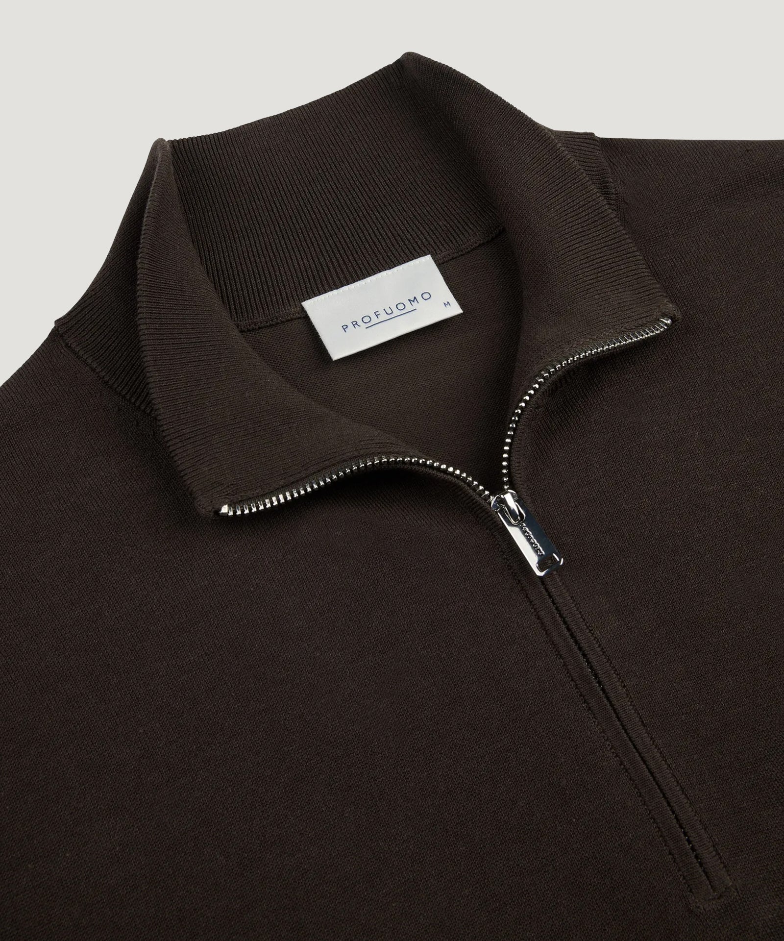 Profuomo Luxury basic half - zip trui donkerbruin - THE SOCIETY SHOP