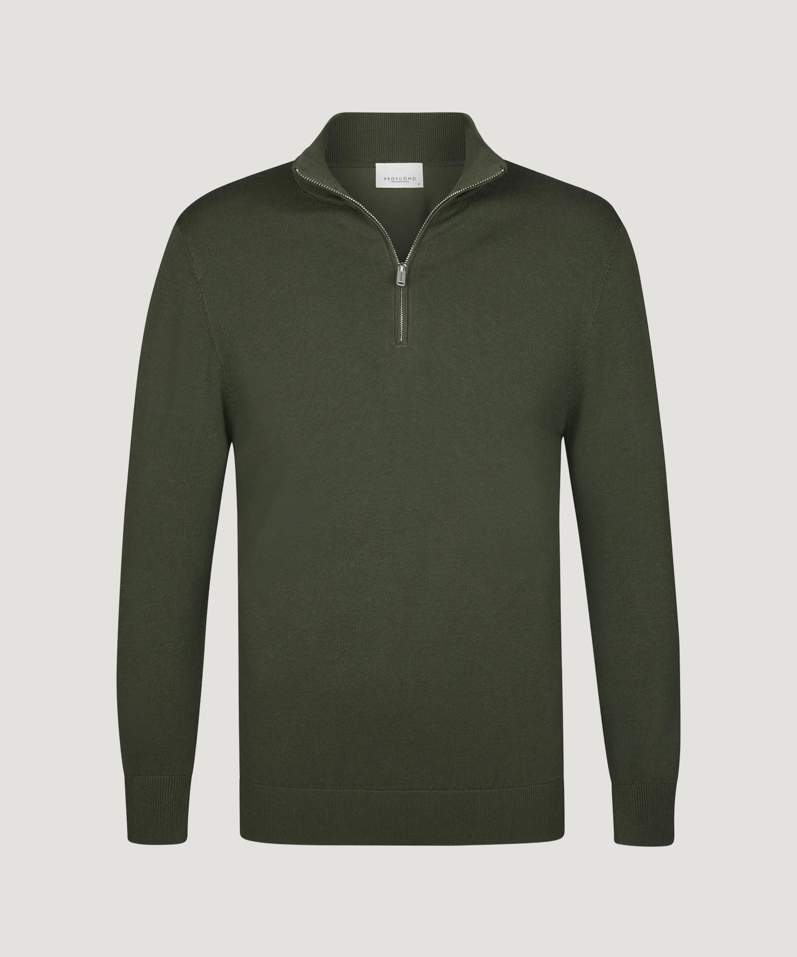 Profuomo Luxury basic half - zip trui groen - THE SOCIETY SHOP