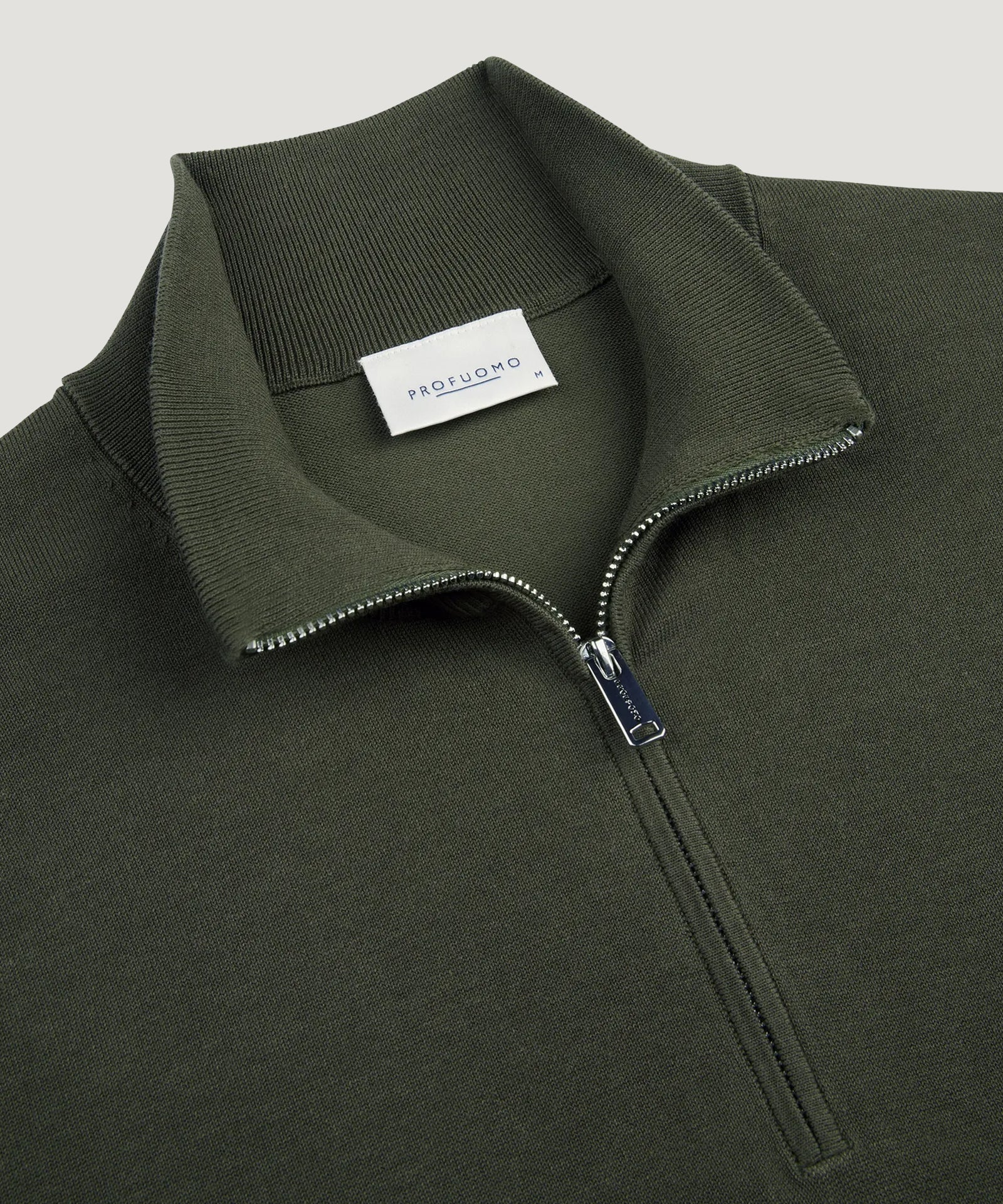 Profuomo Luxury basic half - zip trui groen - THE SOCIETY SHOP