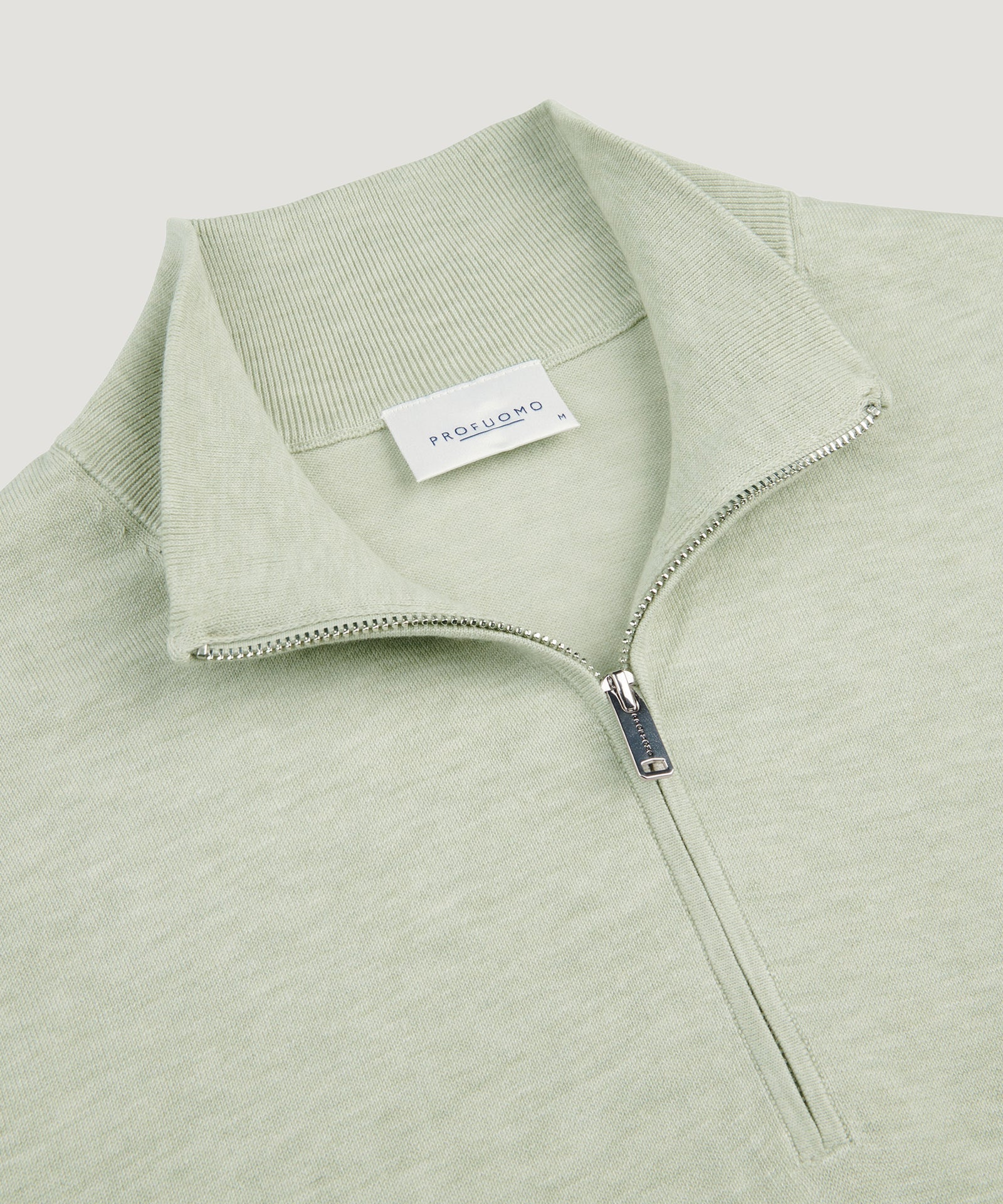 Profuomo Luxury basic half - zip trui lichtgroen - THE SOCIETY SHOP