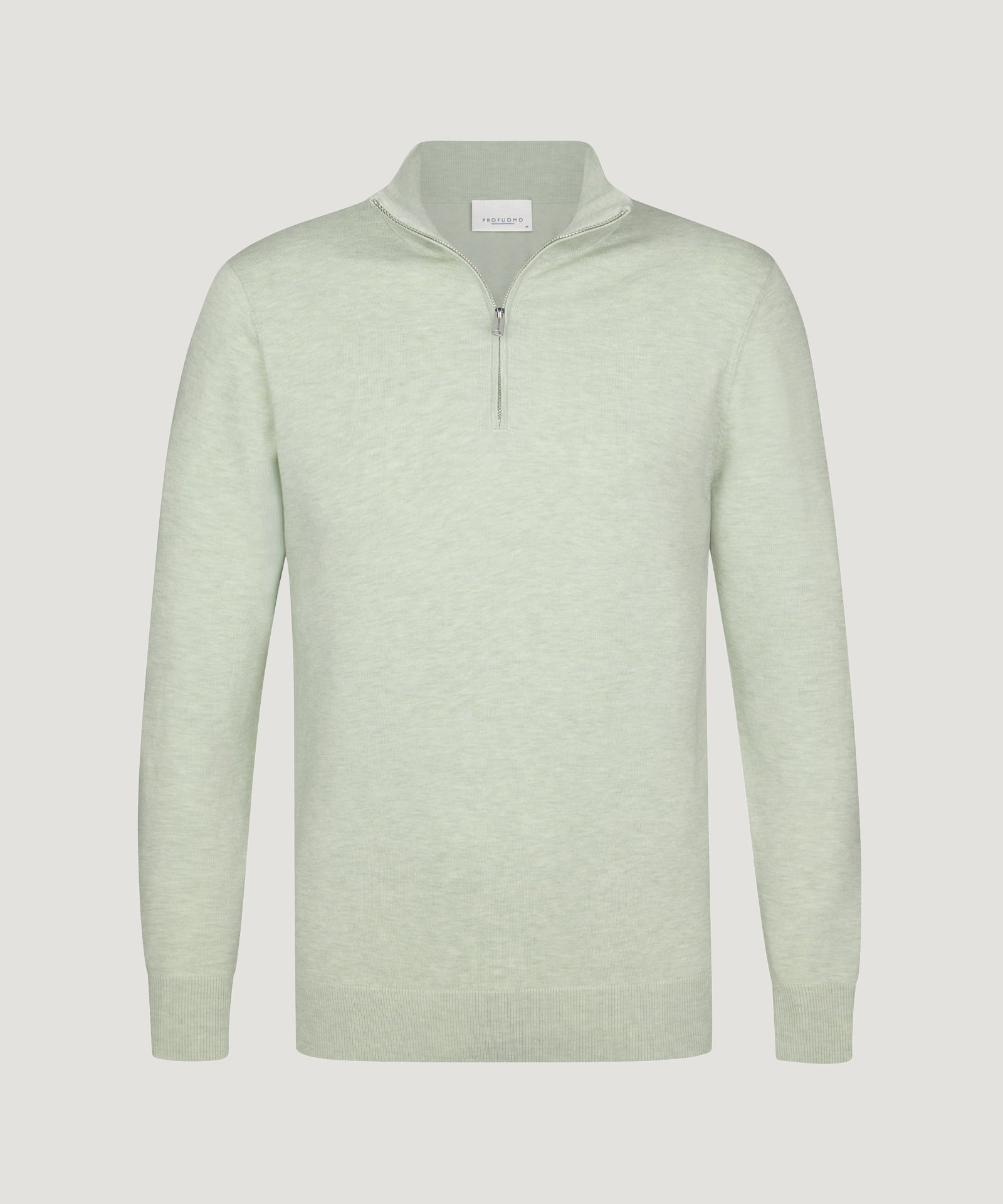 Profuomo Luxury basic half - zip trui lichtgroen - THE SOCIETY SHOP
