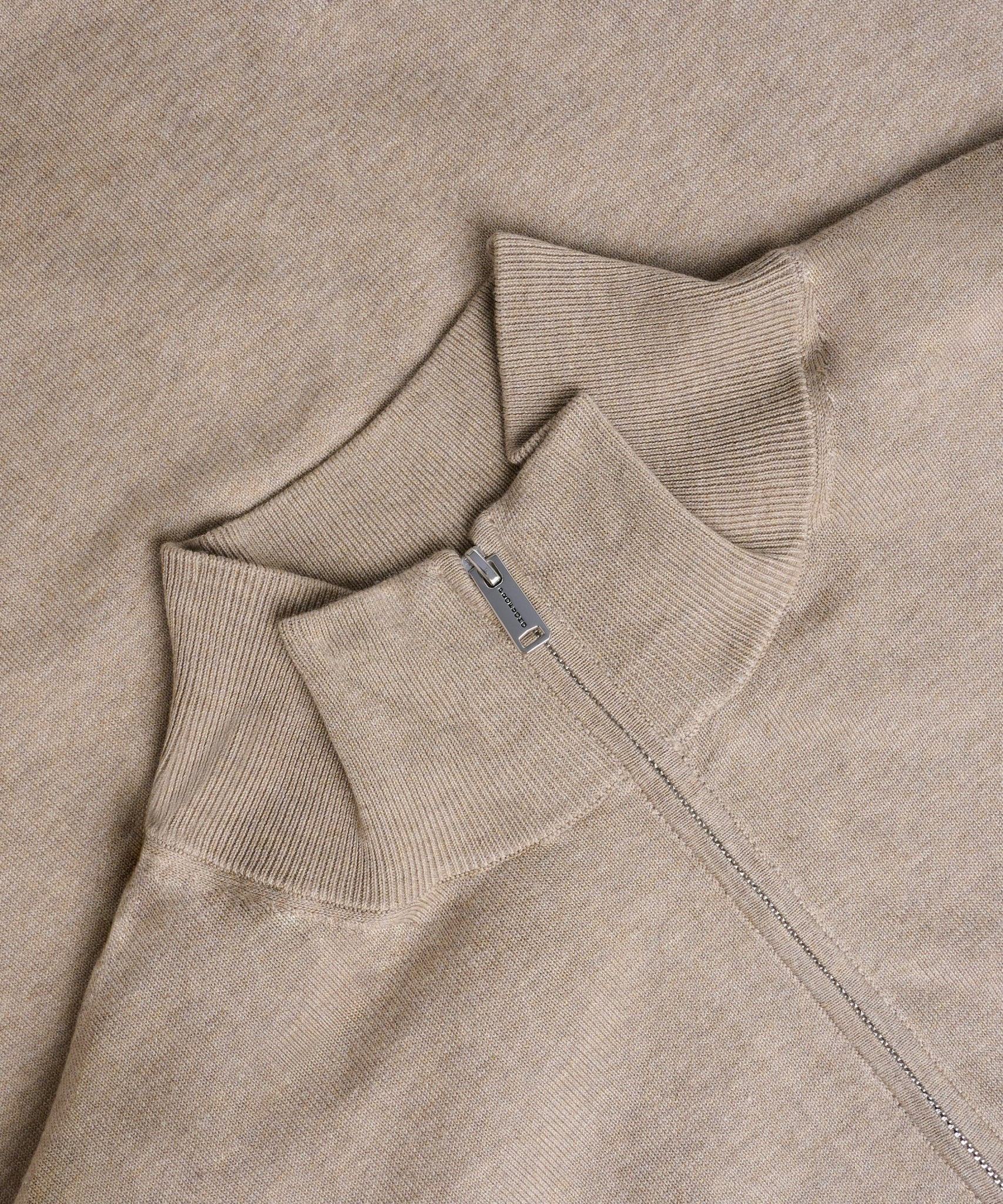 Profuomo Luxury basic half - zip trui Tencel/katoen/zijde beige - The Society Shop