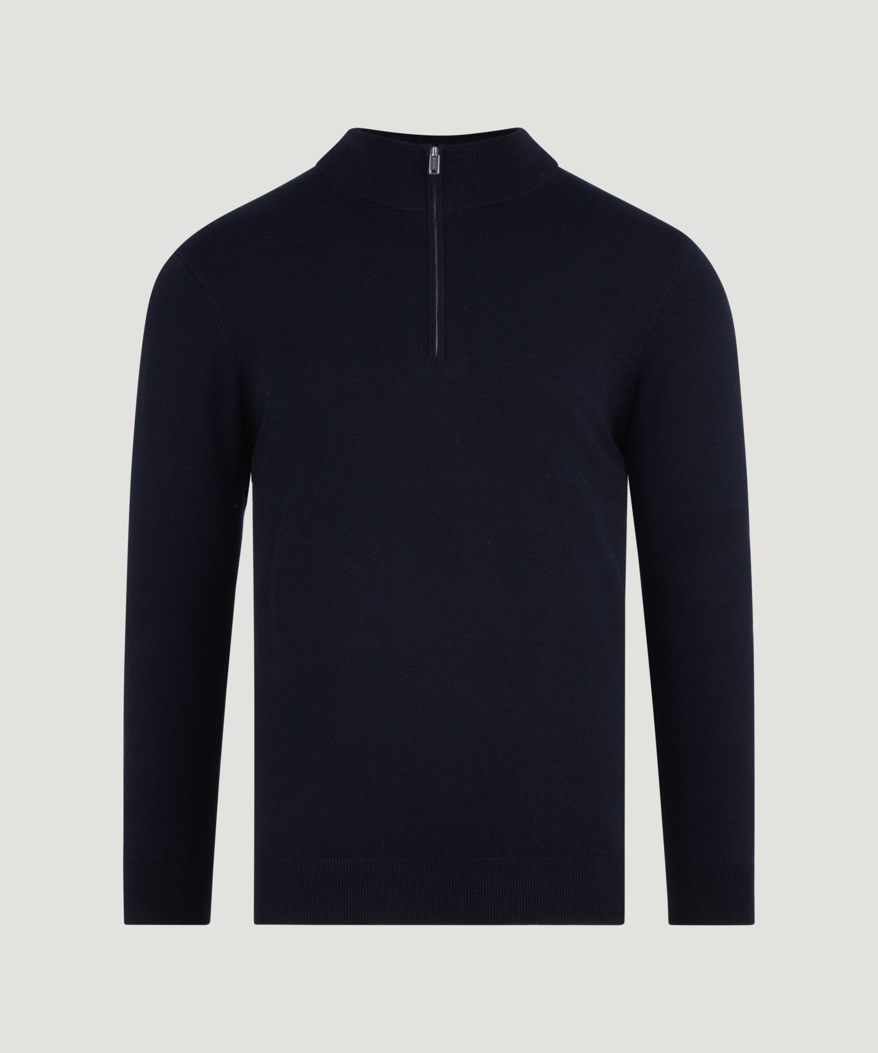 Profuomo Luxury basic half - zip trui Tencel/katoen/zijde donkerblauw - The Society Shop